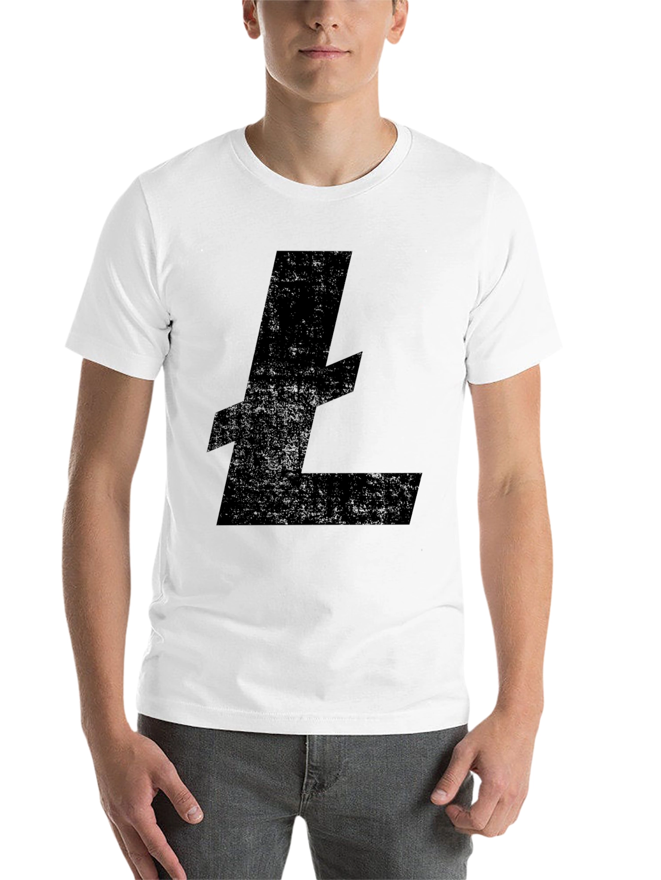 Black Litecoin Crypto Logo Black T-Shirt view 14