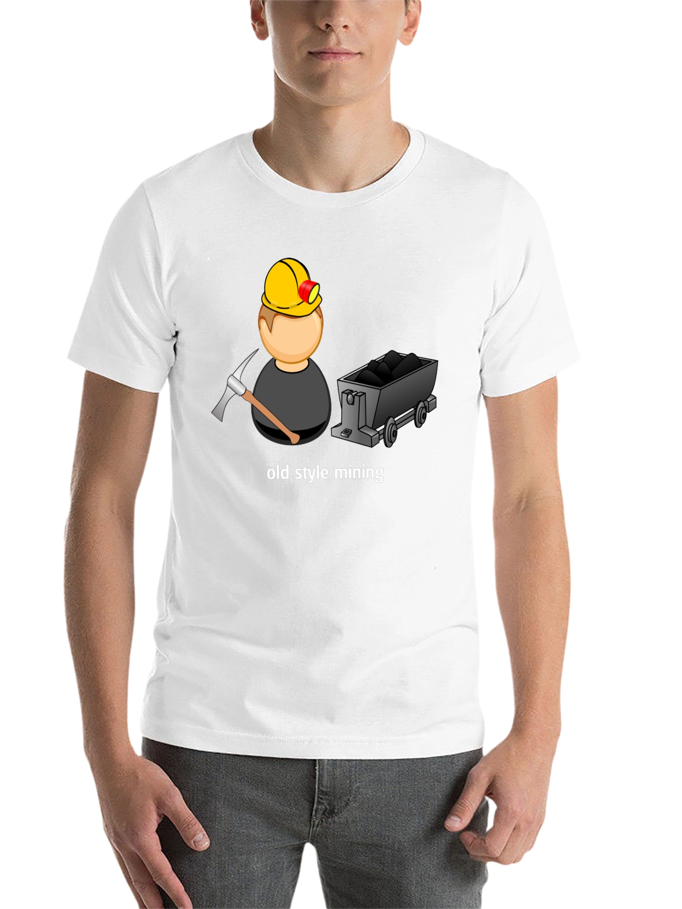Black Mining T-Shirt: Old Style Mining Cartoon Design view 14