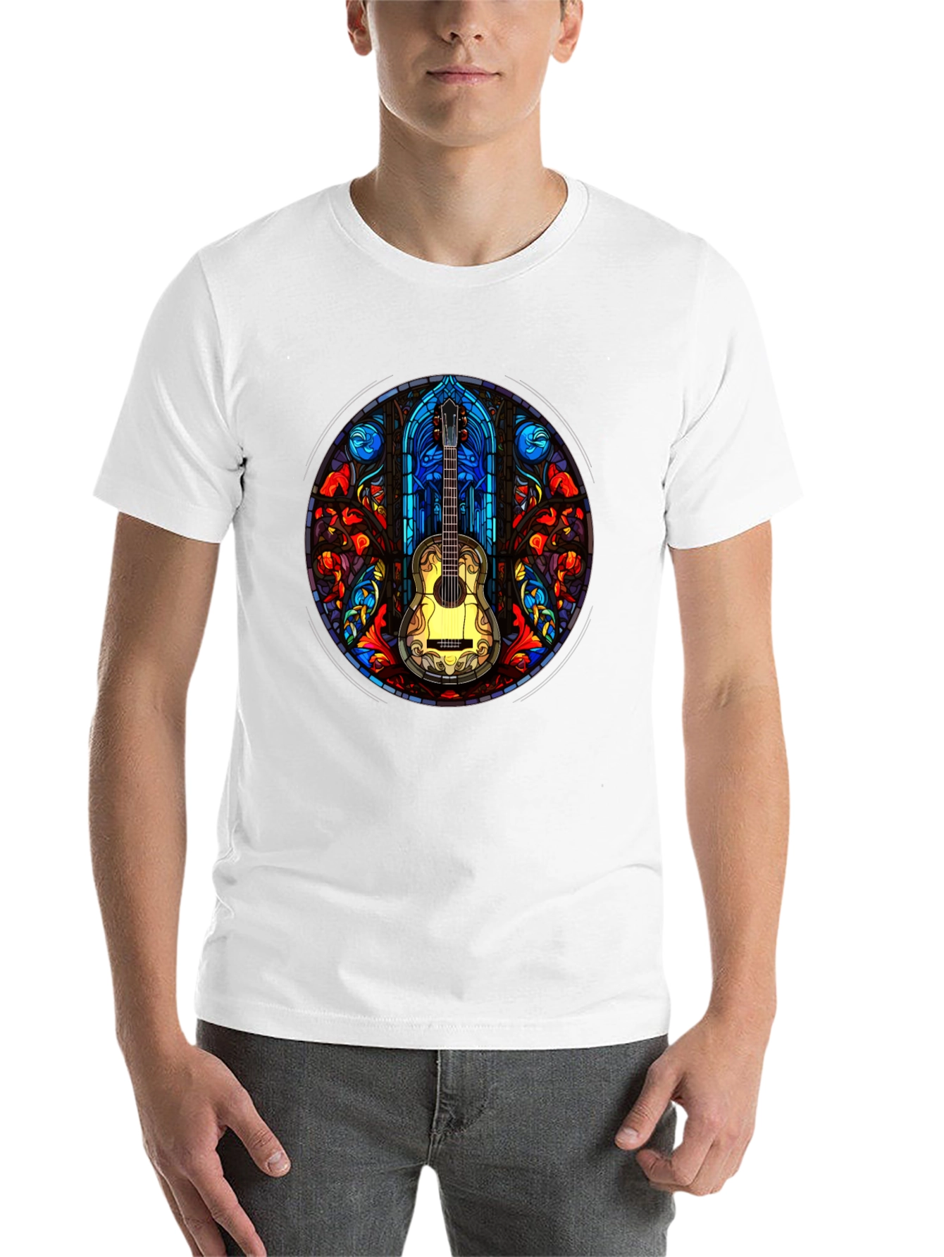 Black Stained Glass Guitar T-Shirt view 14