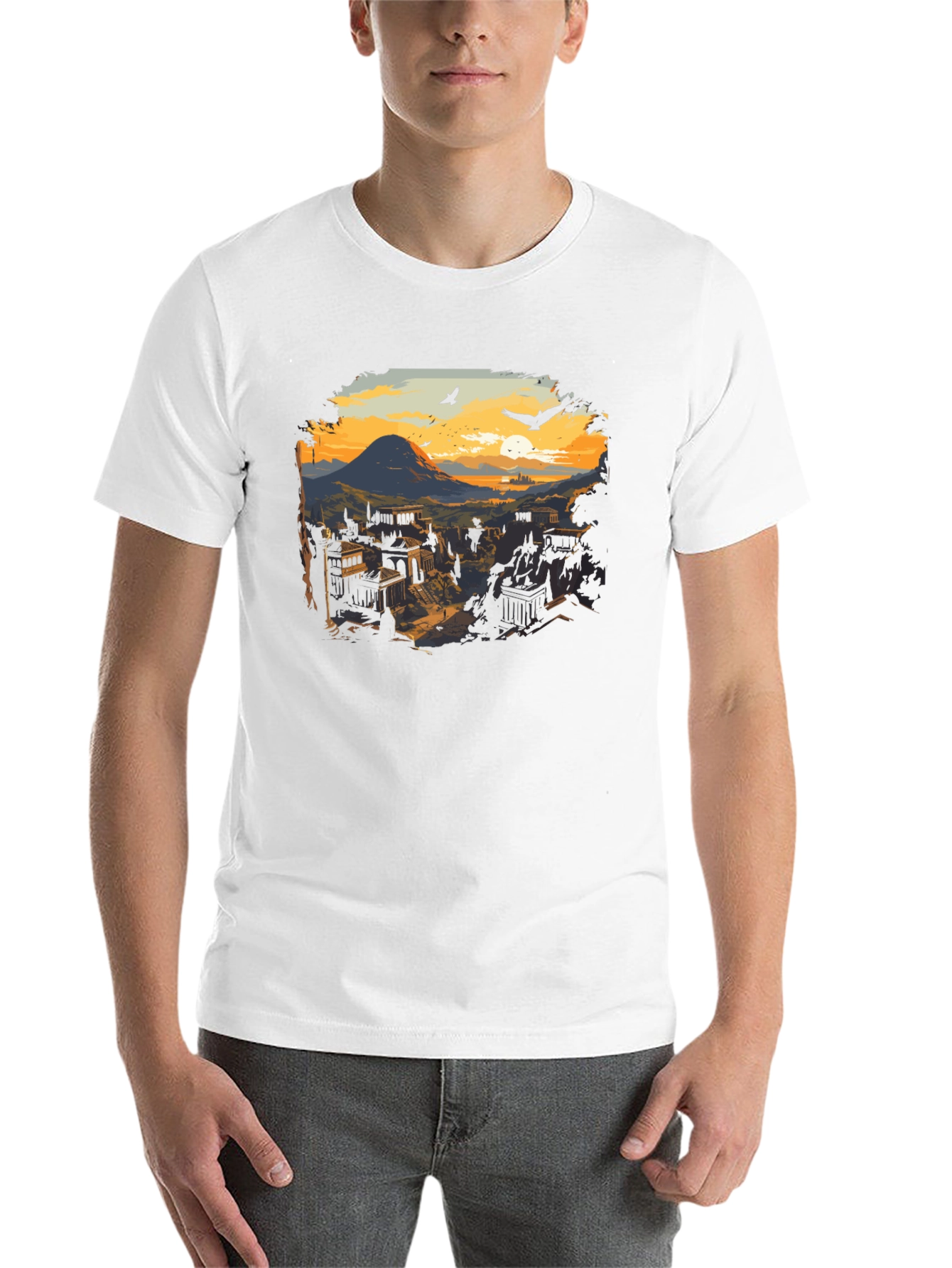 Black Ancient City Sunset T-Shirt view 14