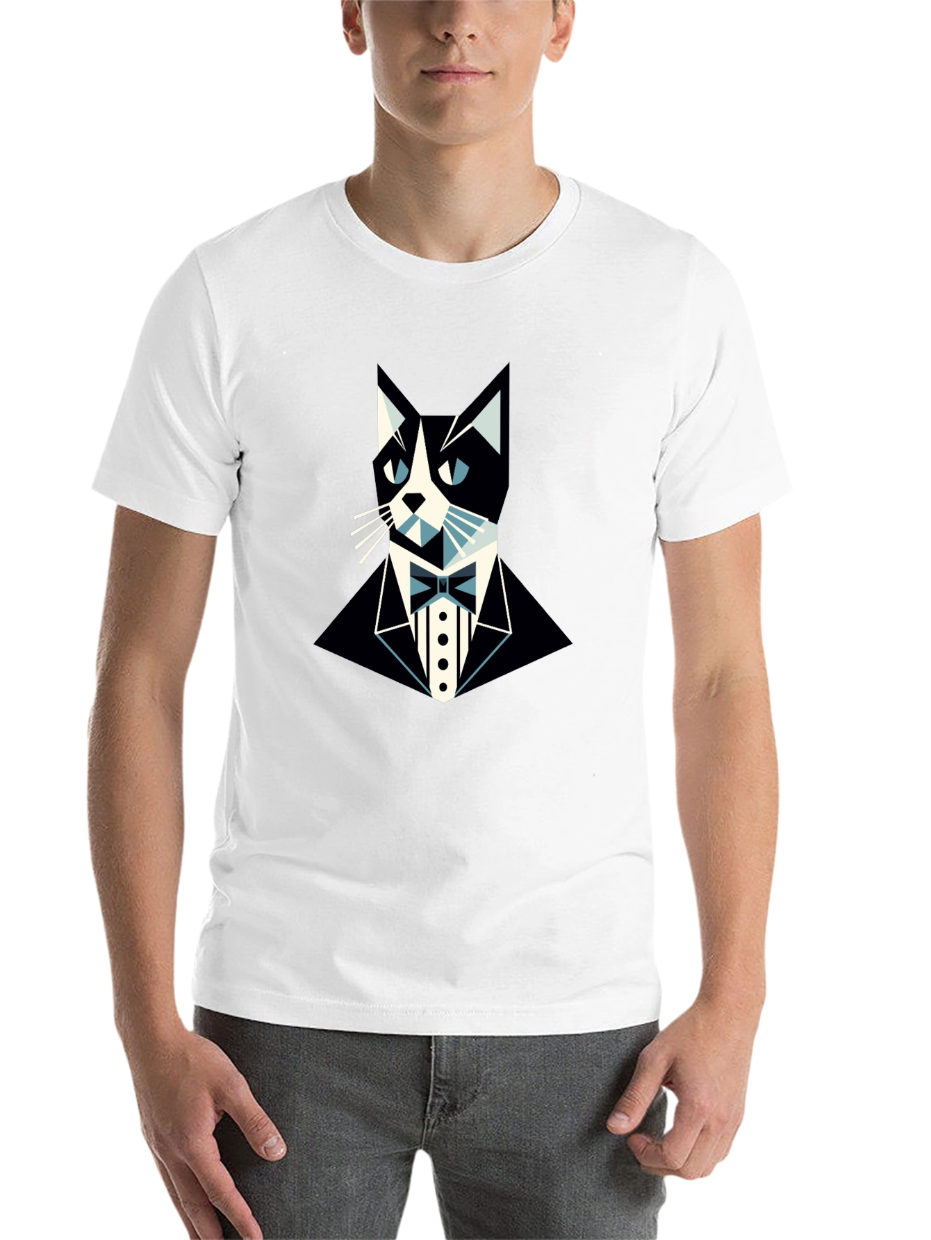 Black Tuxedo Cat Graphic Tee - Stylish & Unique Black T-Shirt view 14