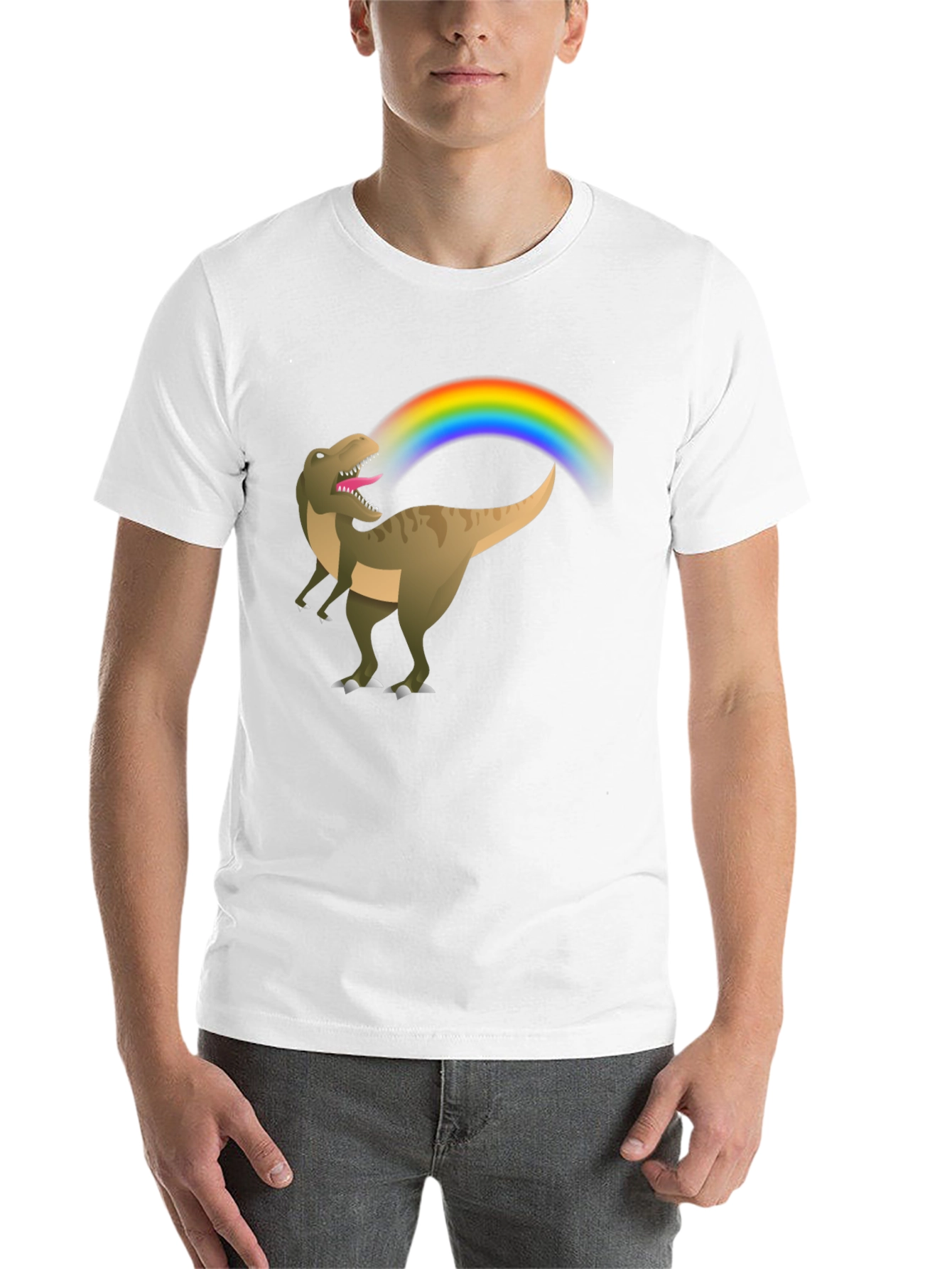 Black Rainbow Dinosaur T-Shirt - Black Cotton Tee view 14