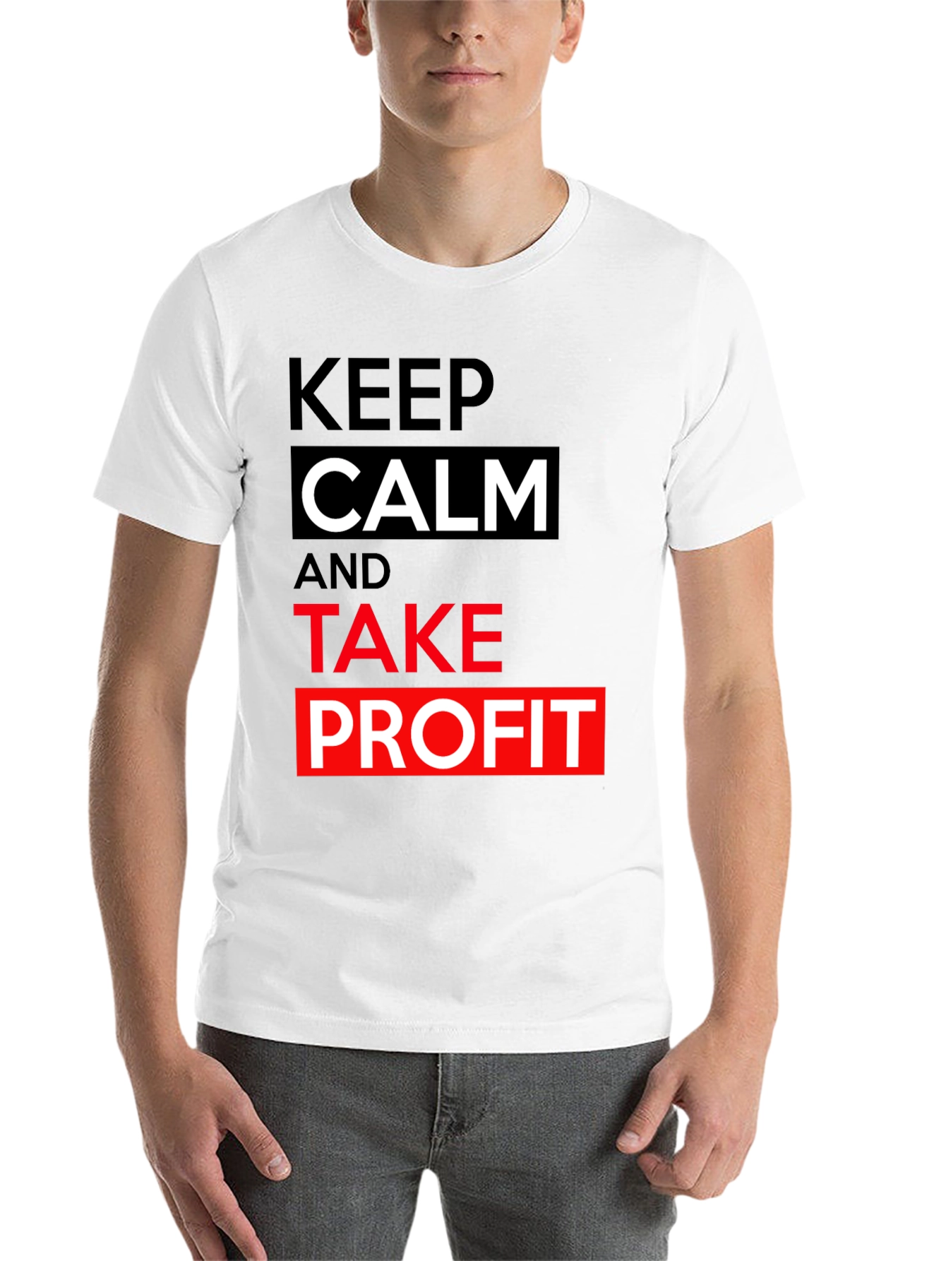 Black Keep Calm Take Profit T-Shirt - Black Cotton Tee view 14