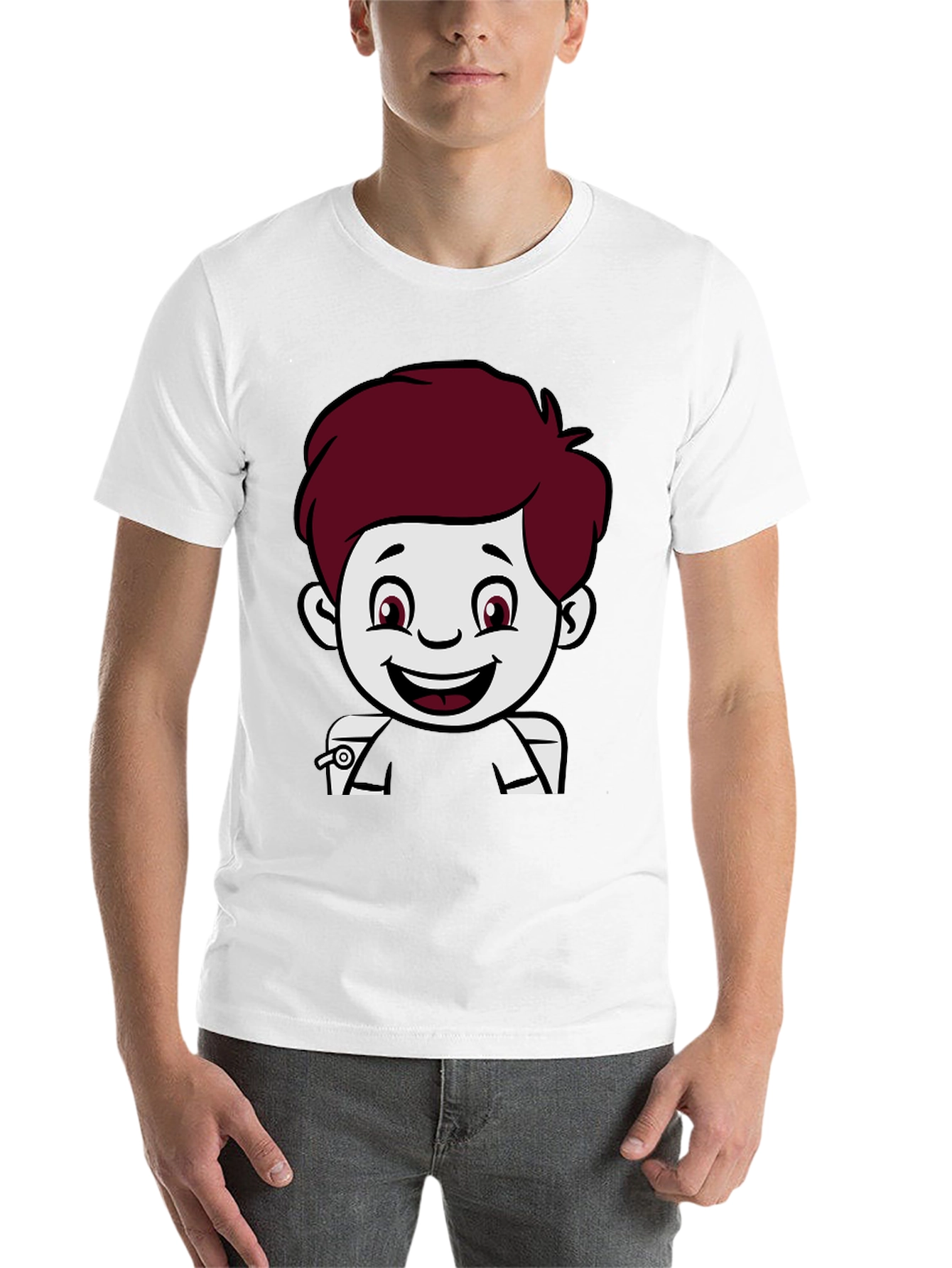 Black Cartoon Boy Graphic Print Black T-Shirt view 14