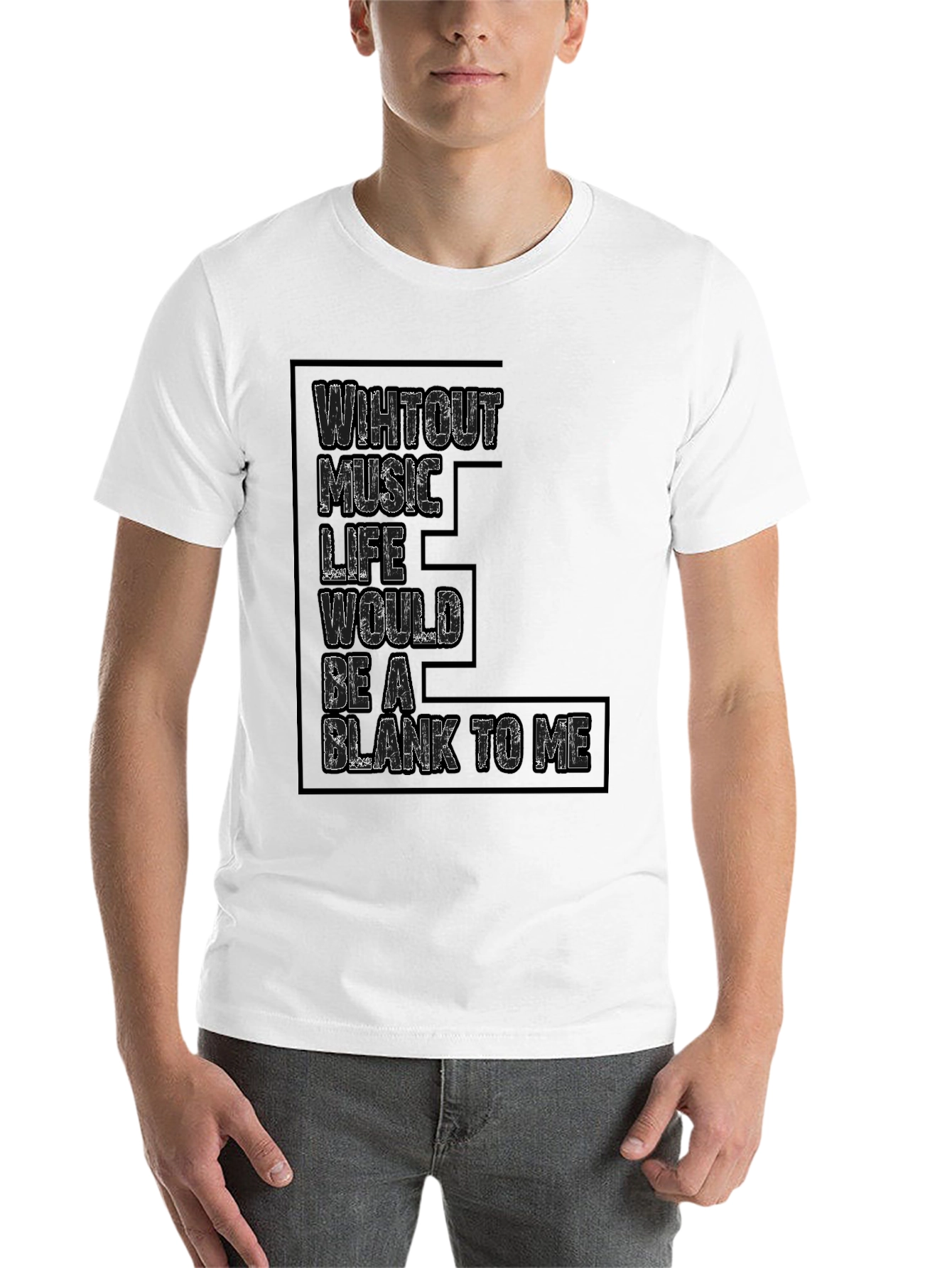 Black Music Lover Black T-Shirt - Without Music Life Blank To Me view 14