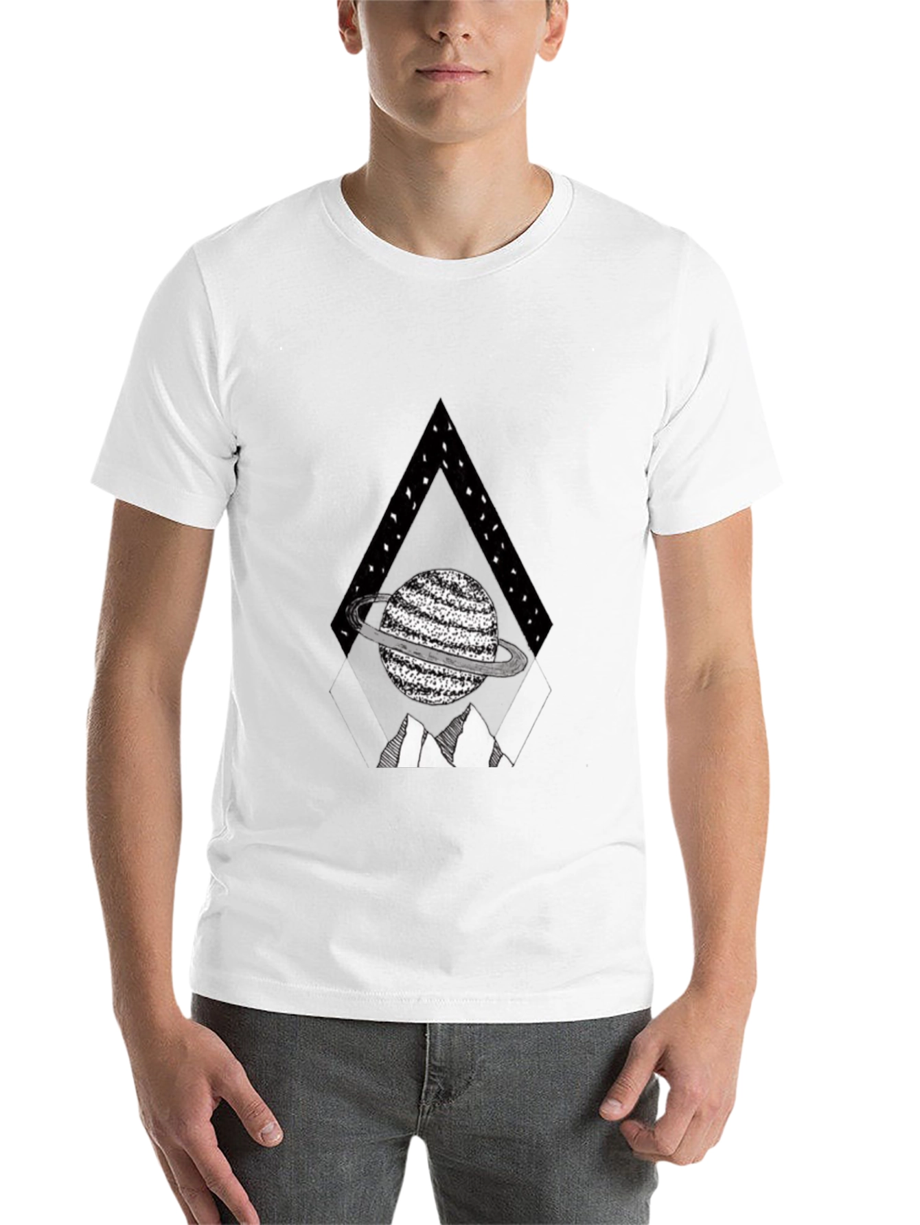 Black Planet Triangle Graphic Tee - Black Casual Shirt view 14