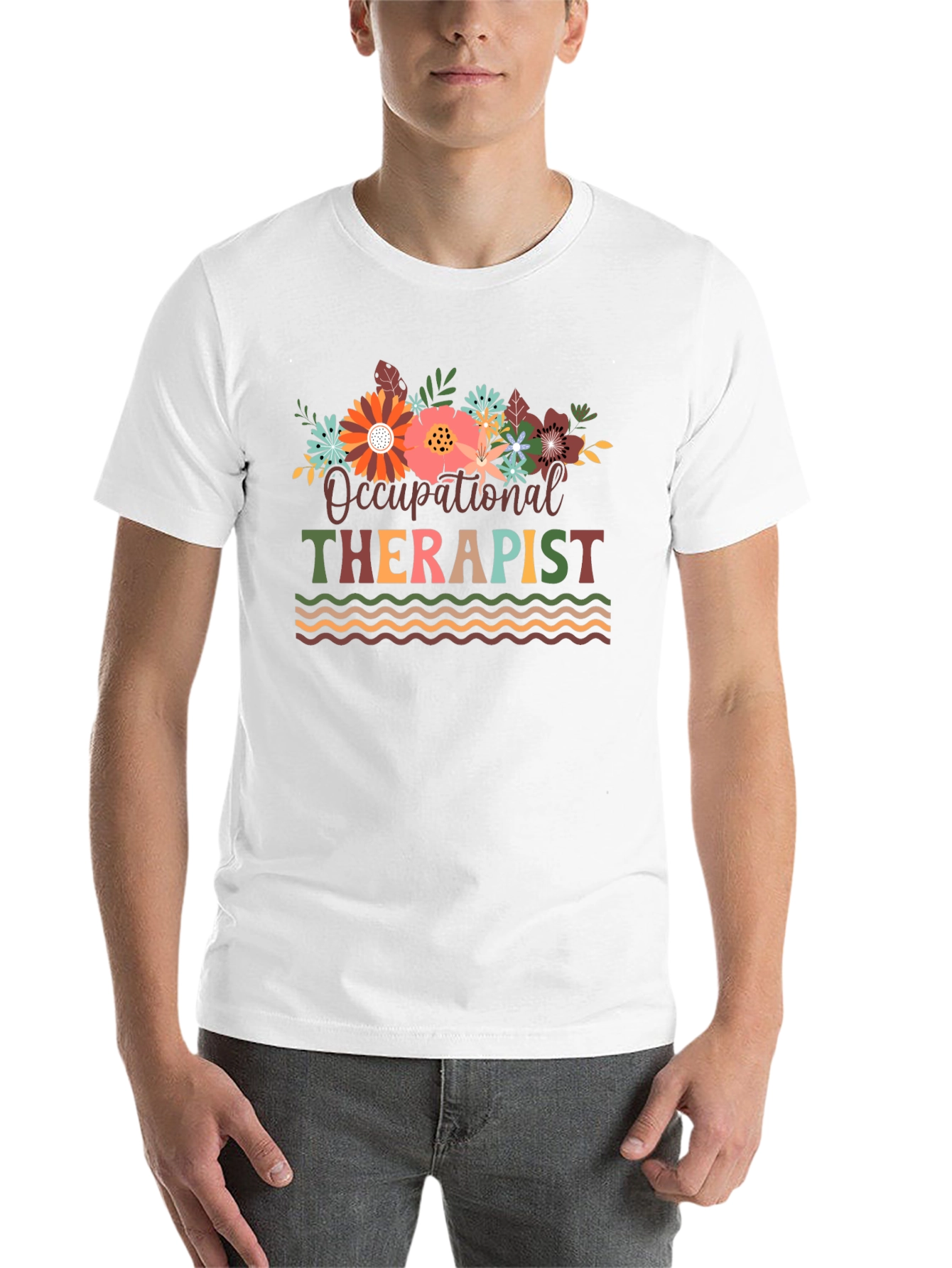 Black Occupational Therapist Floral T-Shirt view 14
