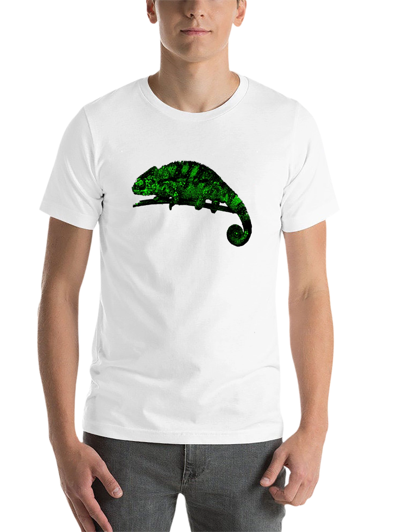 Black Chameleon Graphic Print T-Shirt - Black view 14