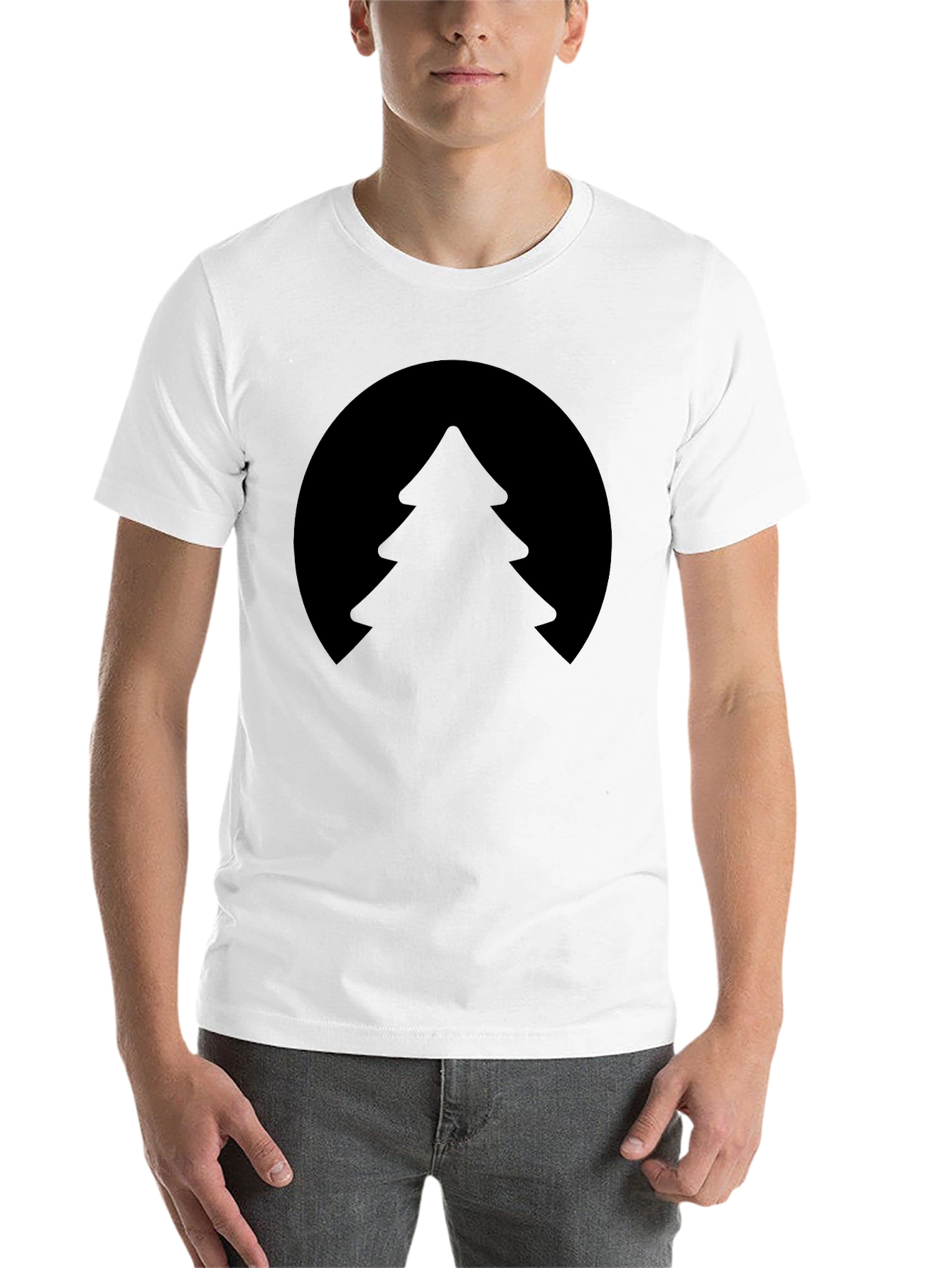 Black Men's Black T-Shirt with Tree Graphic view 14