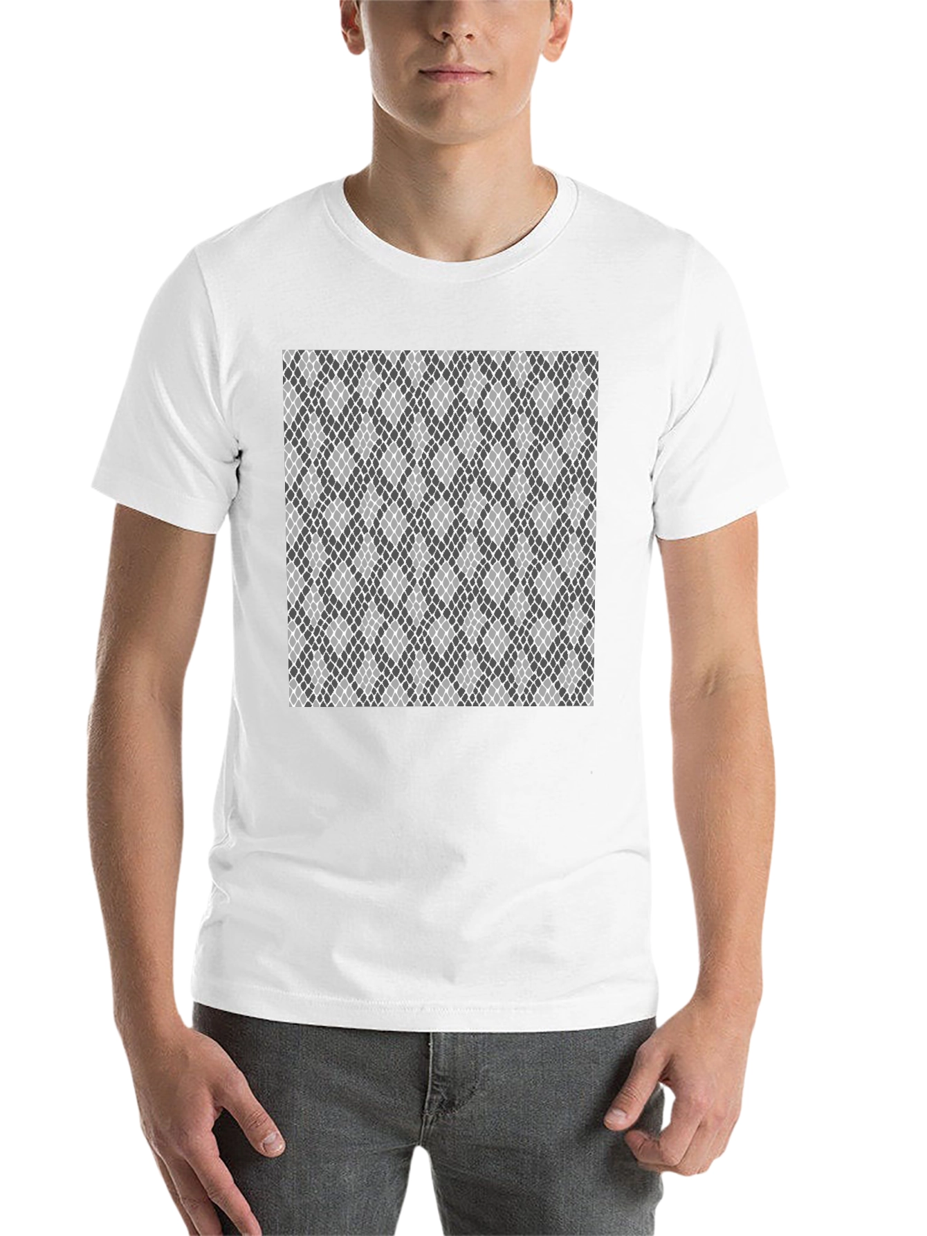 Black Geometric Pattern Black T-Shirt view 14