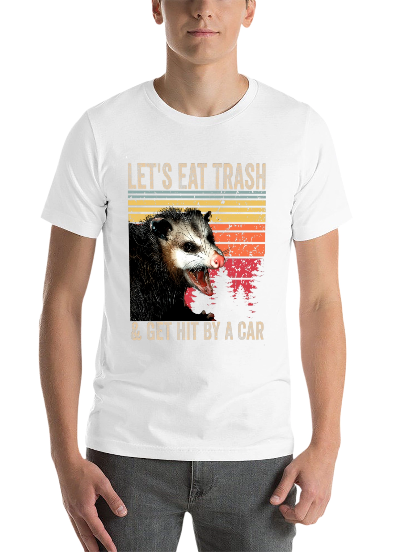 Black Opossum T-Shirt - Eat Trash & Get Hit By A Car - Funny Graphic Tee view 14