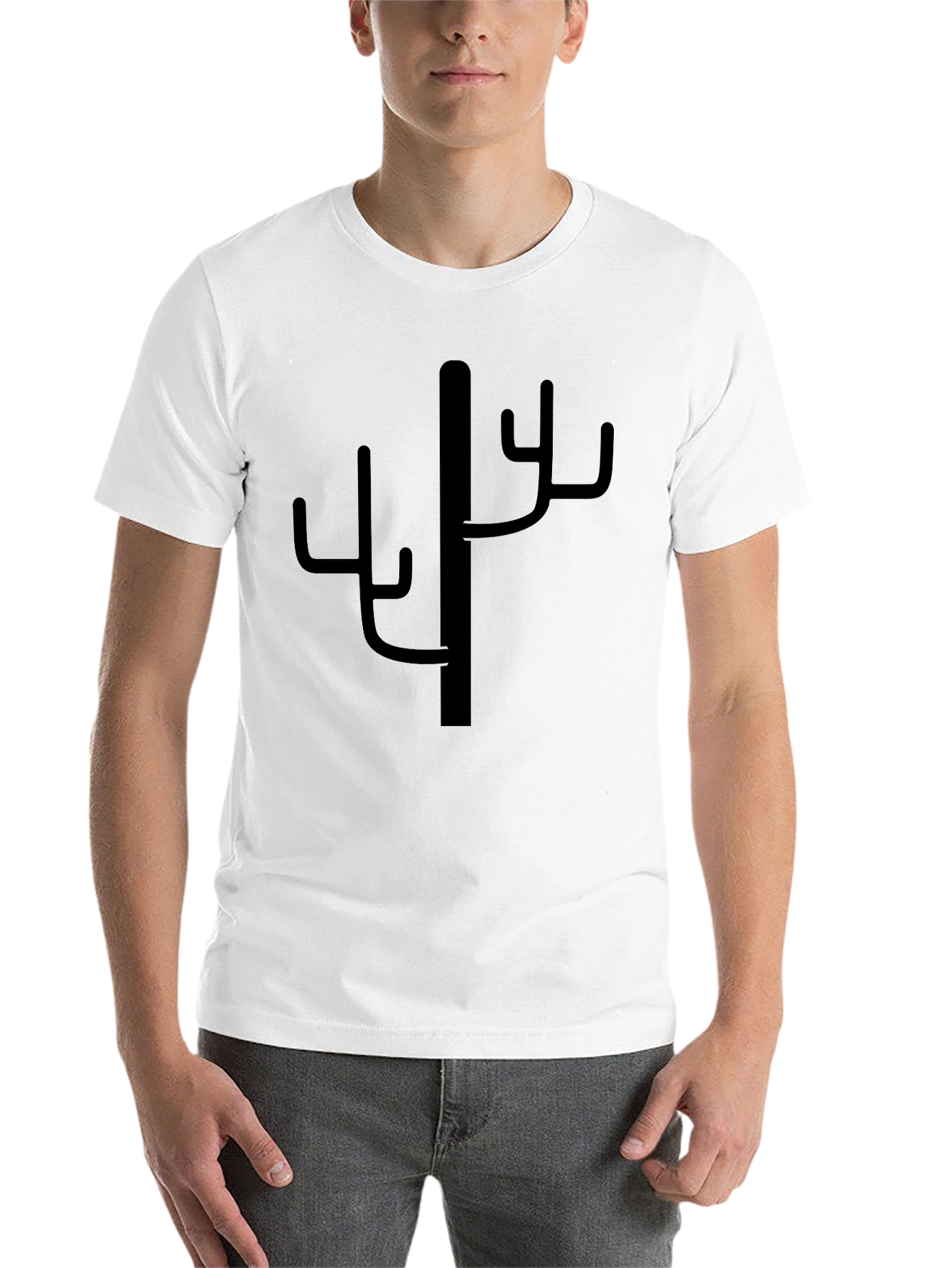 Black Men's Black Cactus Graphic Tee - Desert Style view 14