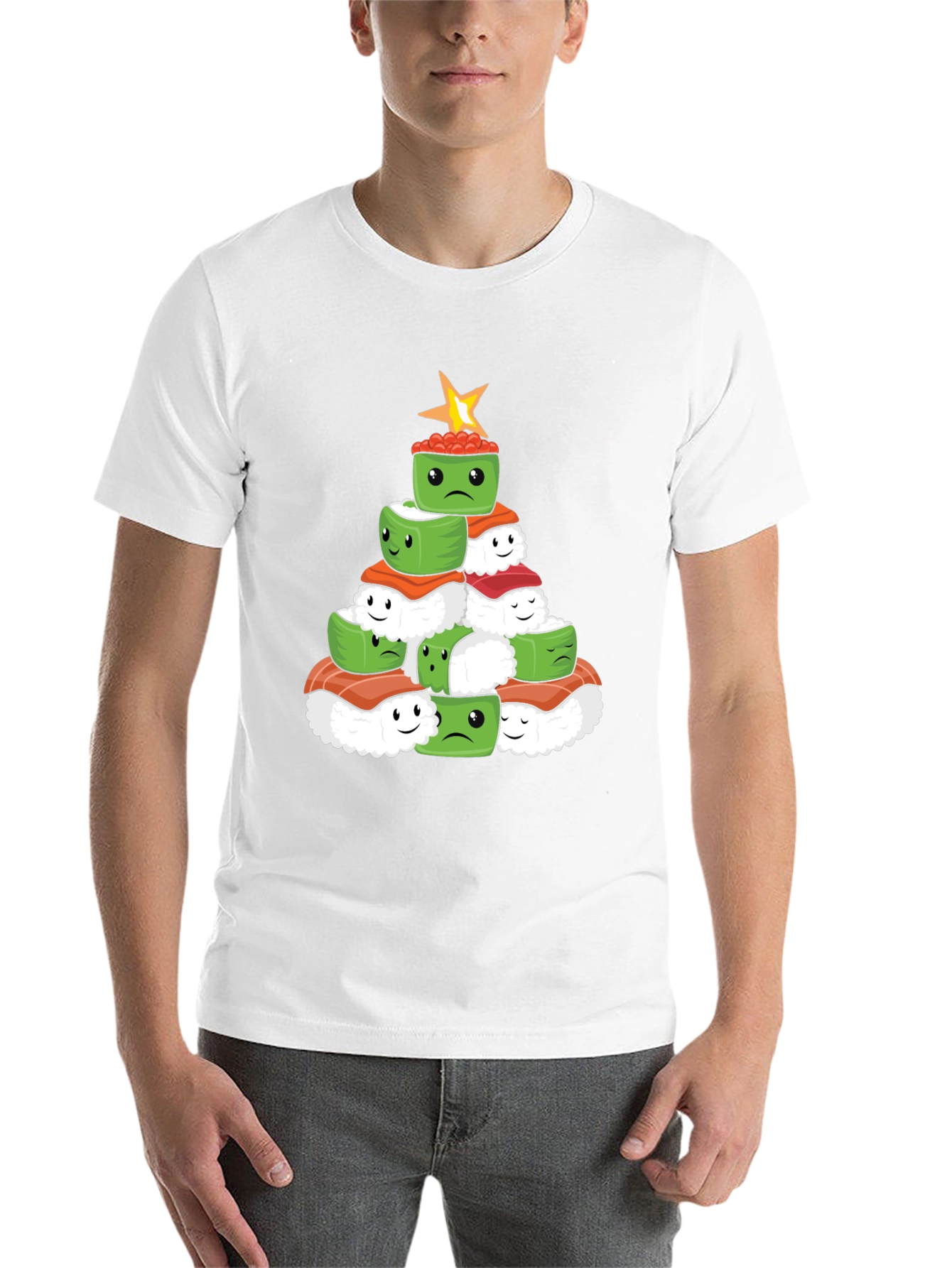 Black Sushi Christmas Tree Graphic Tee - Holiday Apparel view 14