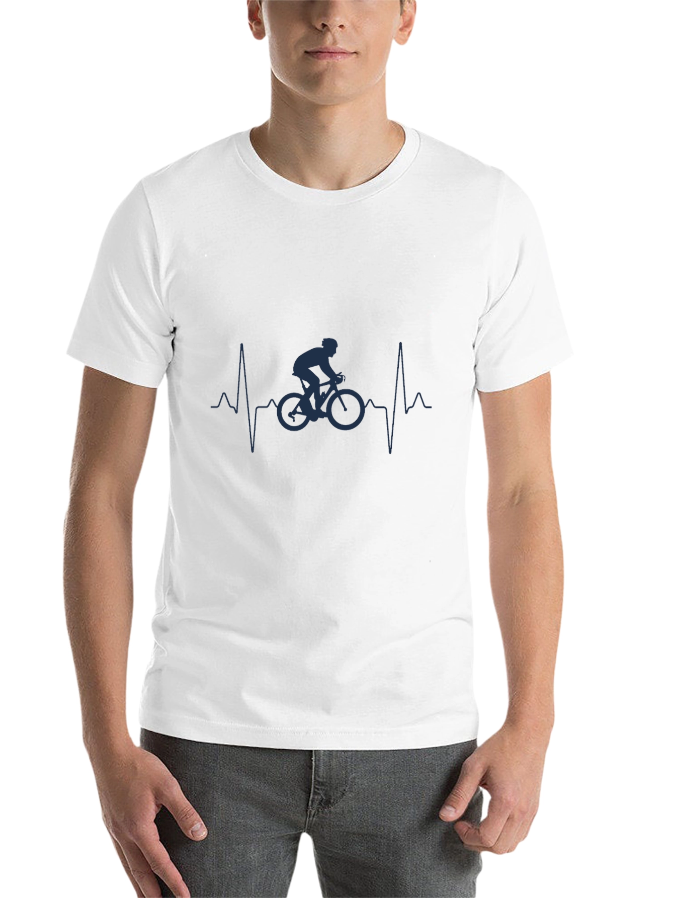 Black Cyclist Heartbeat Graphic T-Shirt - Black view 14
