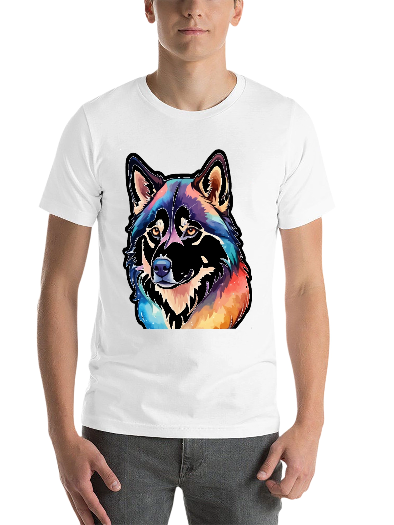 Black Watercolor Wolf Graphic Tee - Black view 14