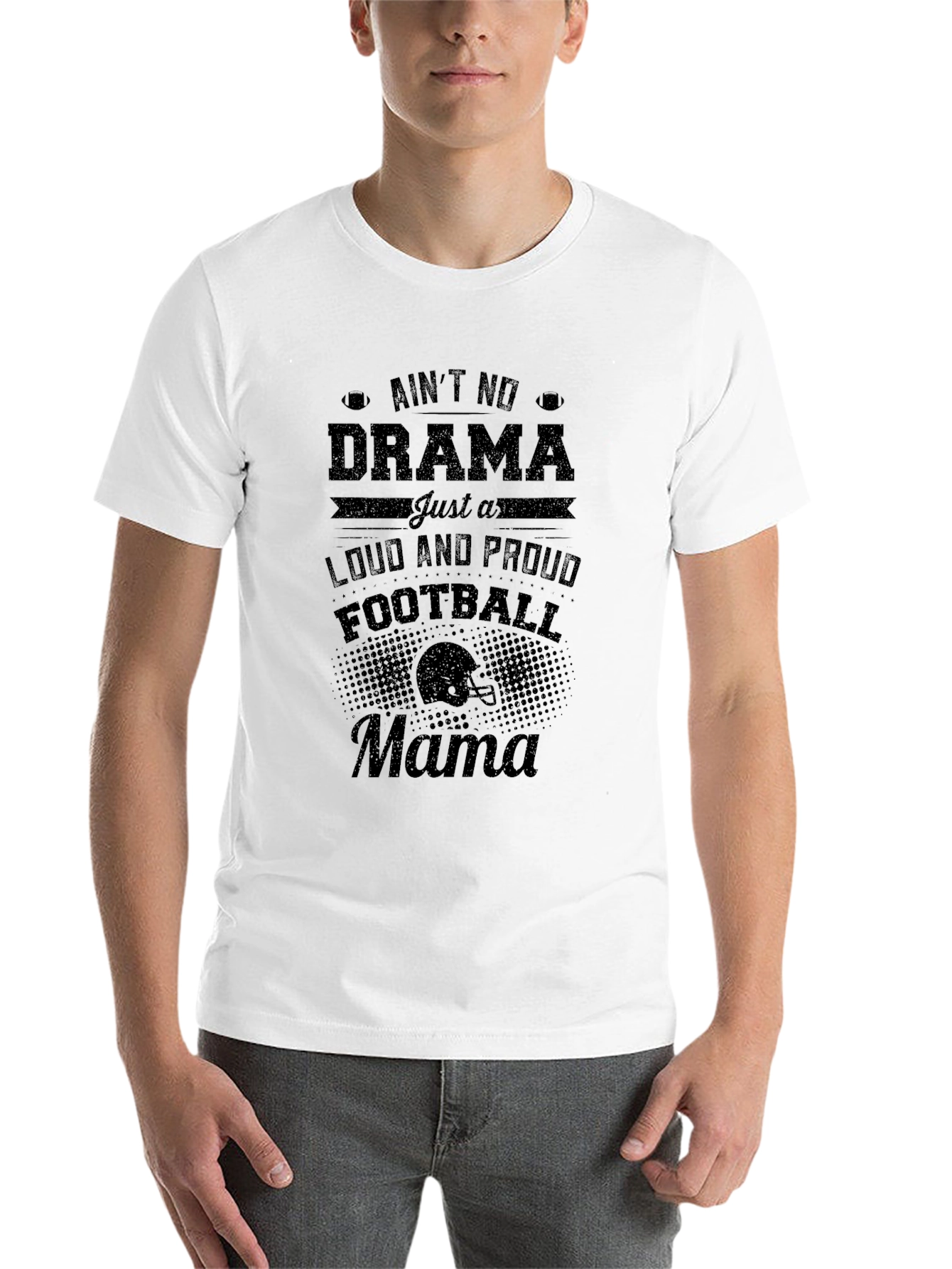 Black Ain't No Drama Football Mama T-Shirt view 14