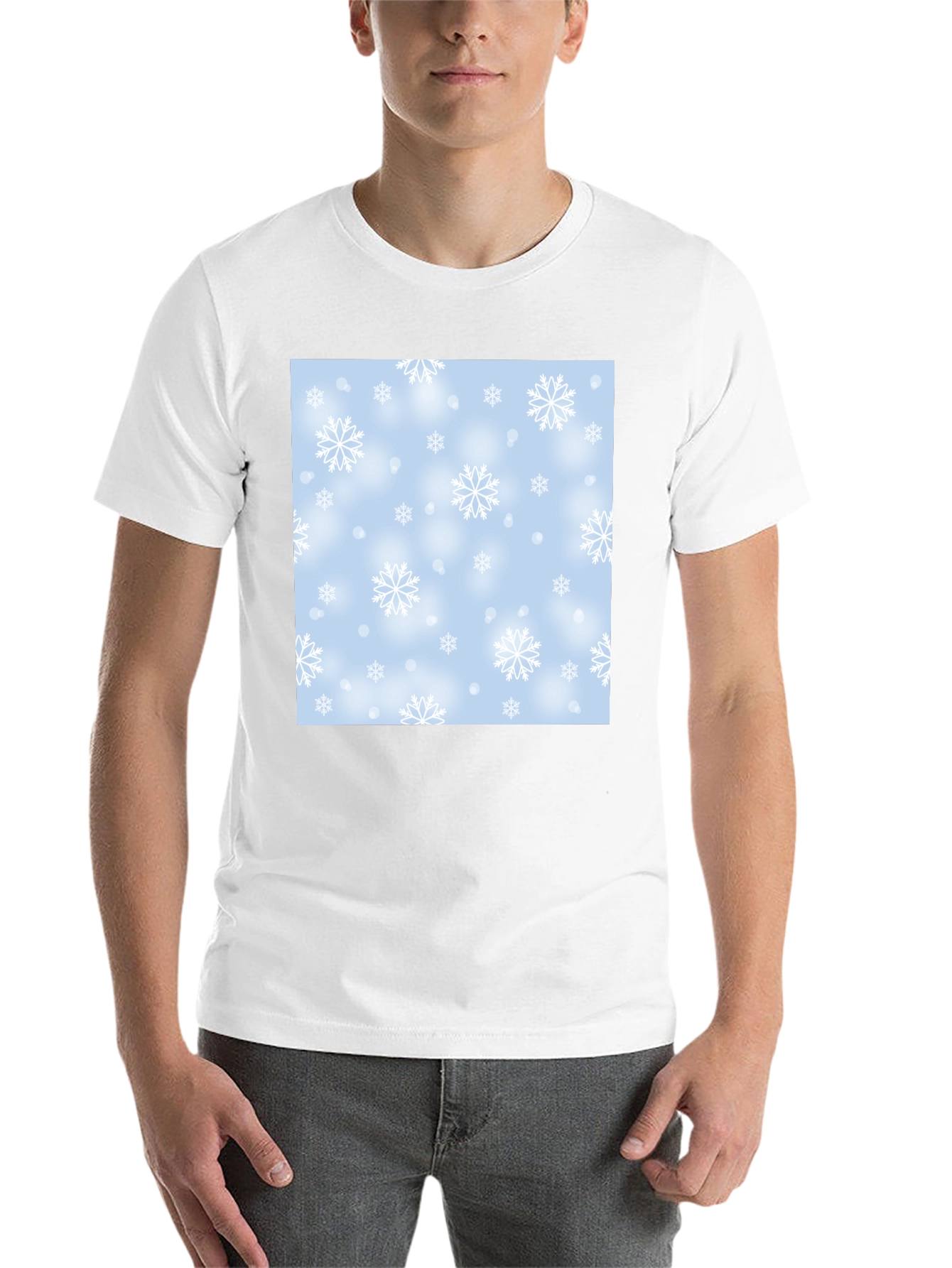Black Winter Snowflake Pattern T-Shirt view 14