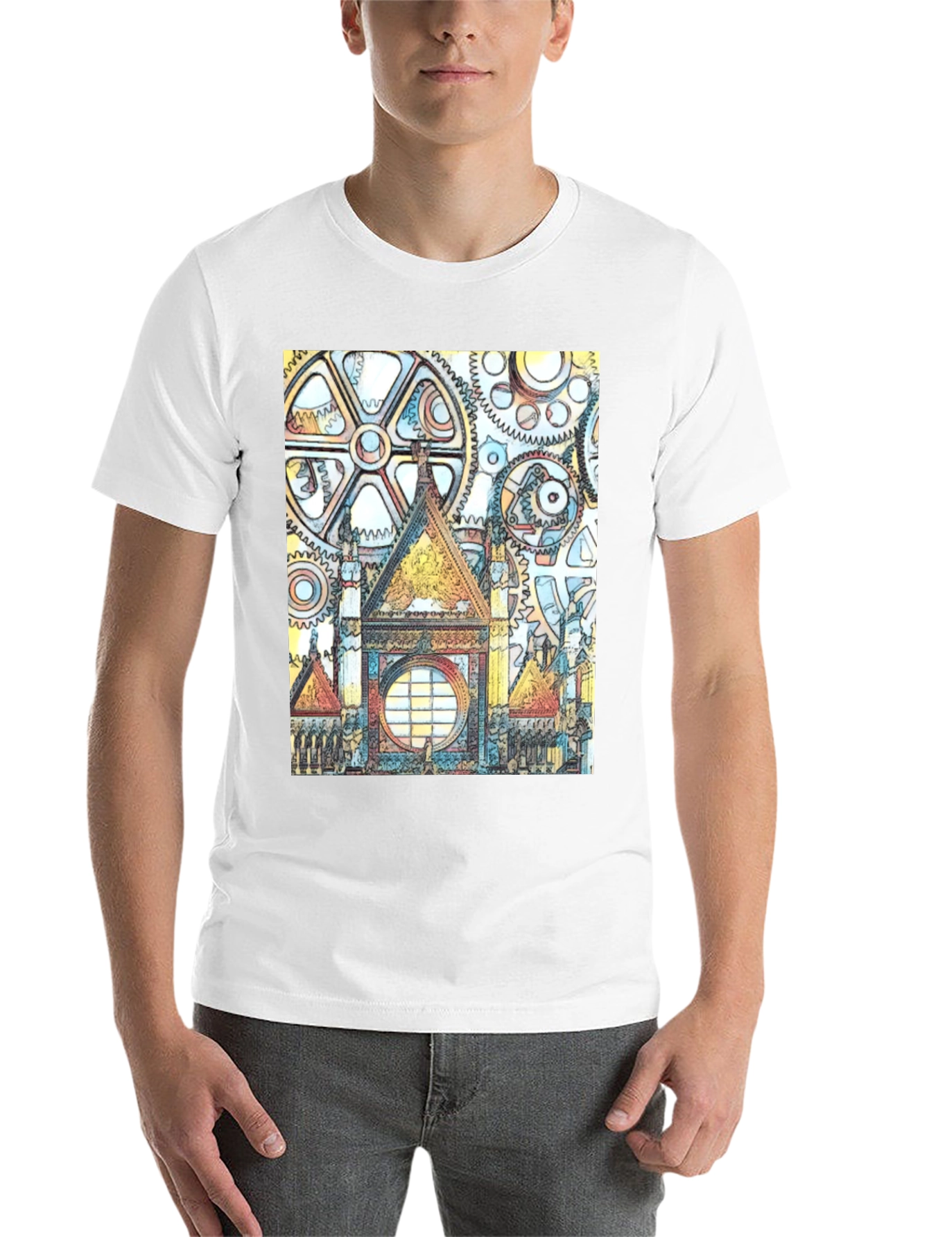 Black Steampunk Clockwork Castle T-Shirt view 14