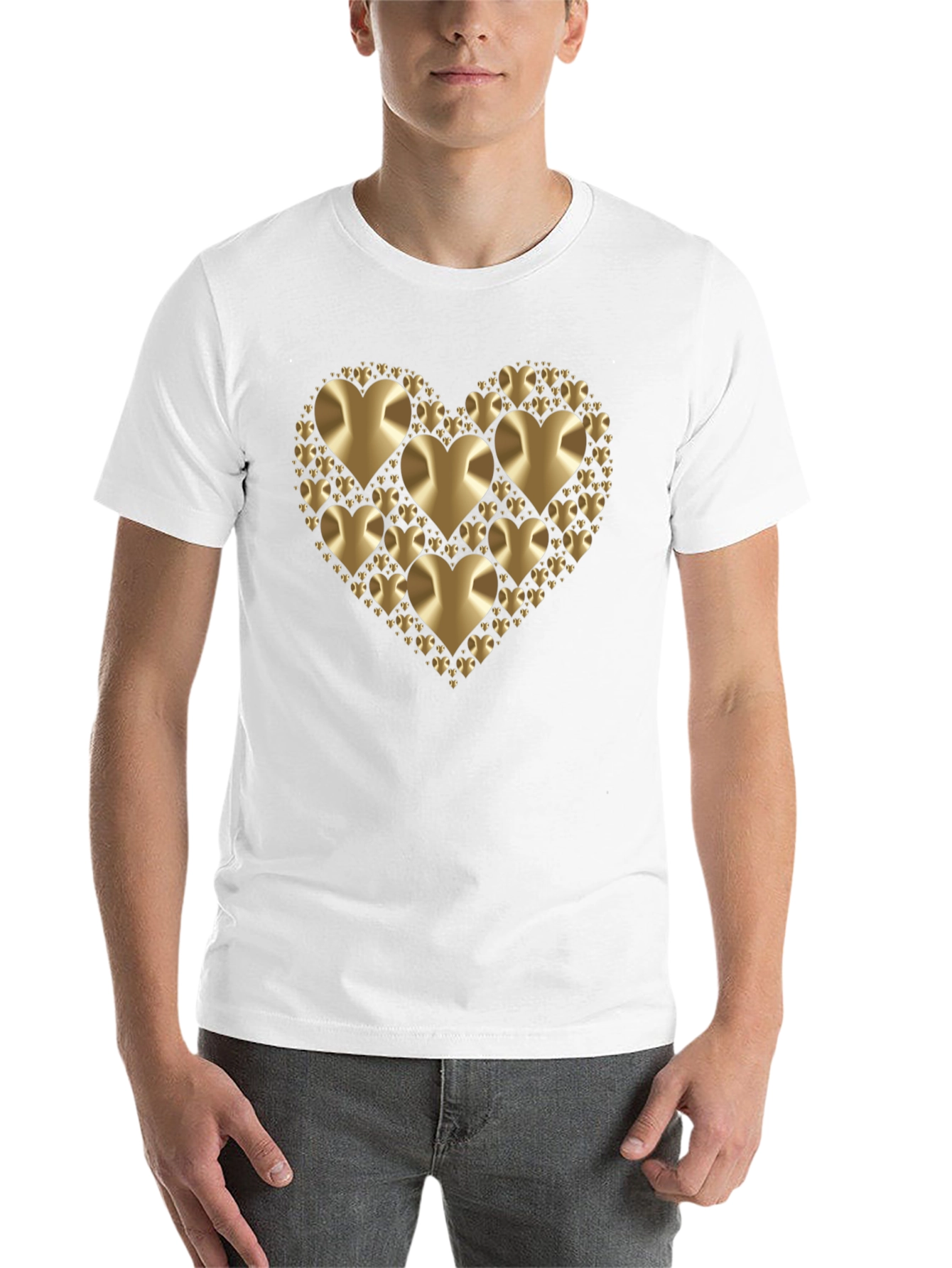 Black Golden Heart Graphic Black T-Shirt view 14
