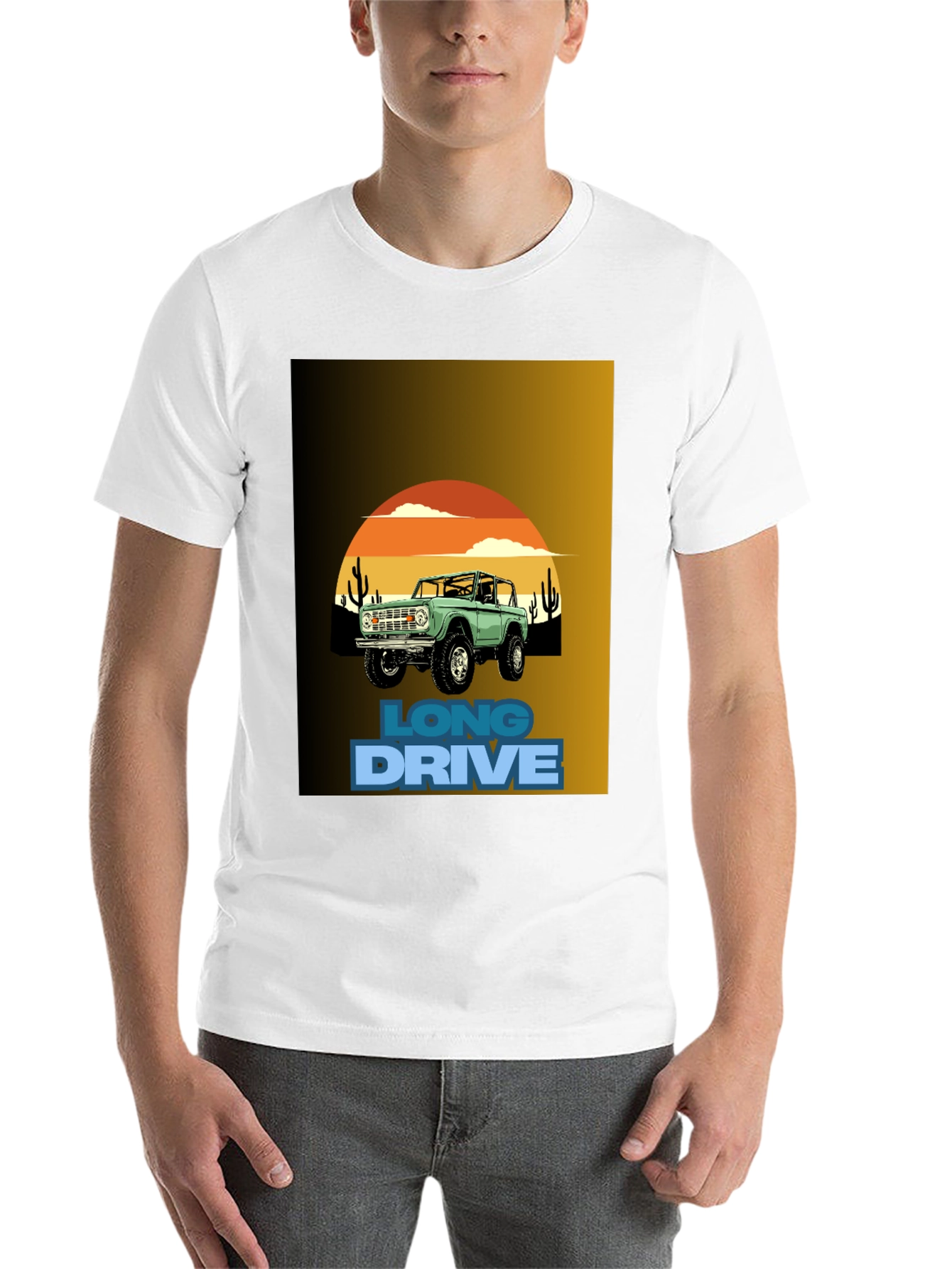 Black Long Drive Graphic Tee - Desert Bronco Design view 14