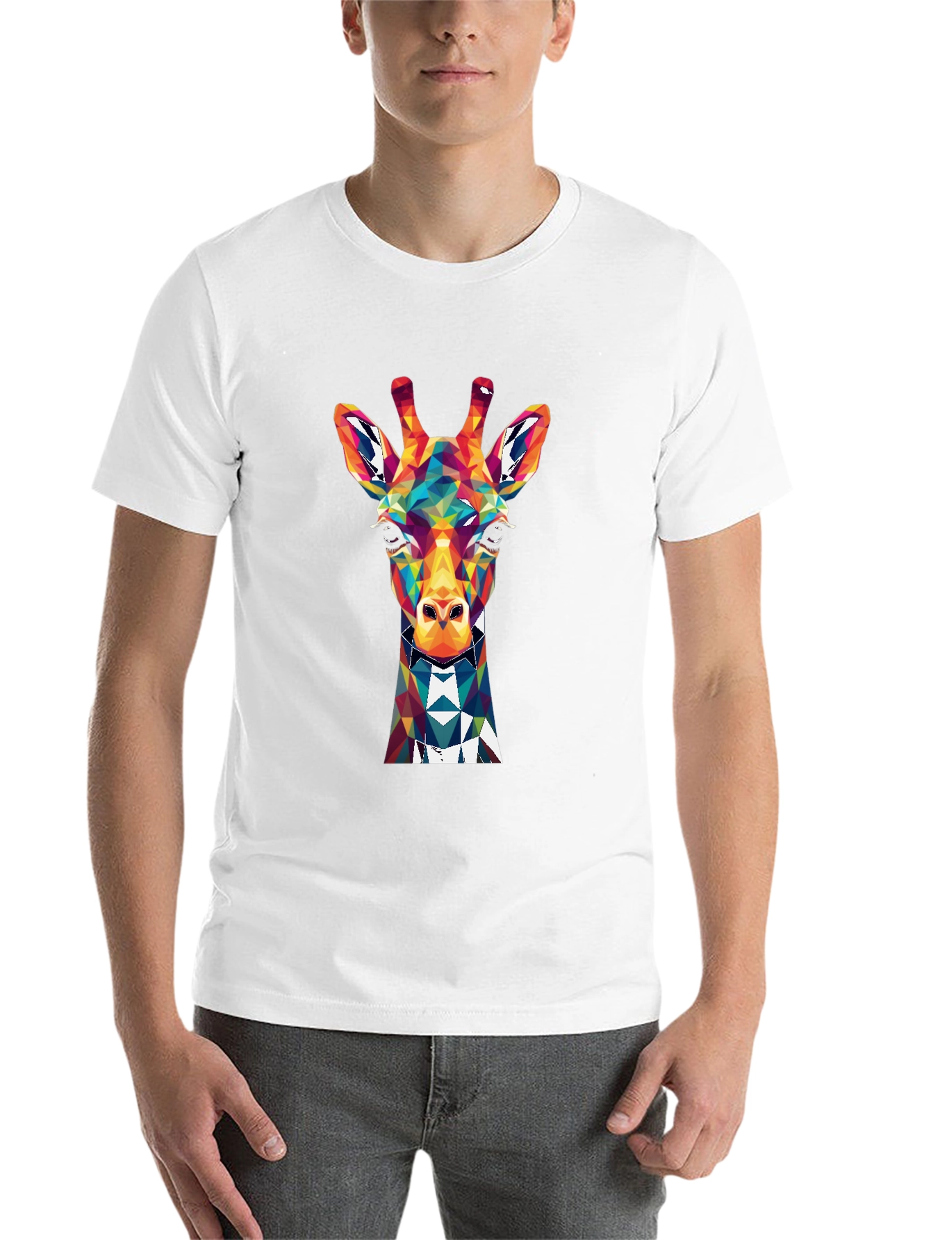 Black Geometric Giraffe Graphic Tee - Men's Black T-Shirt view 14