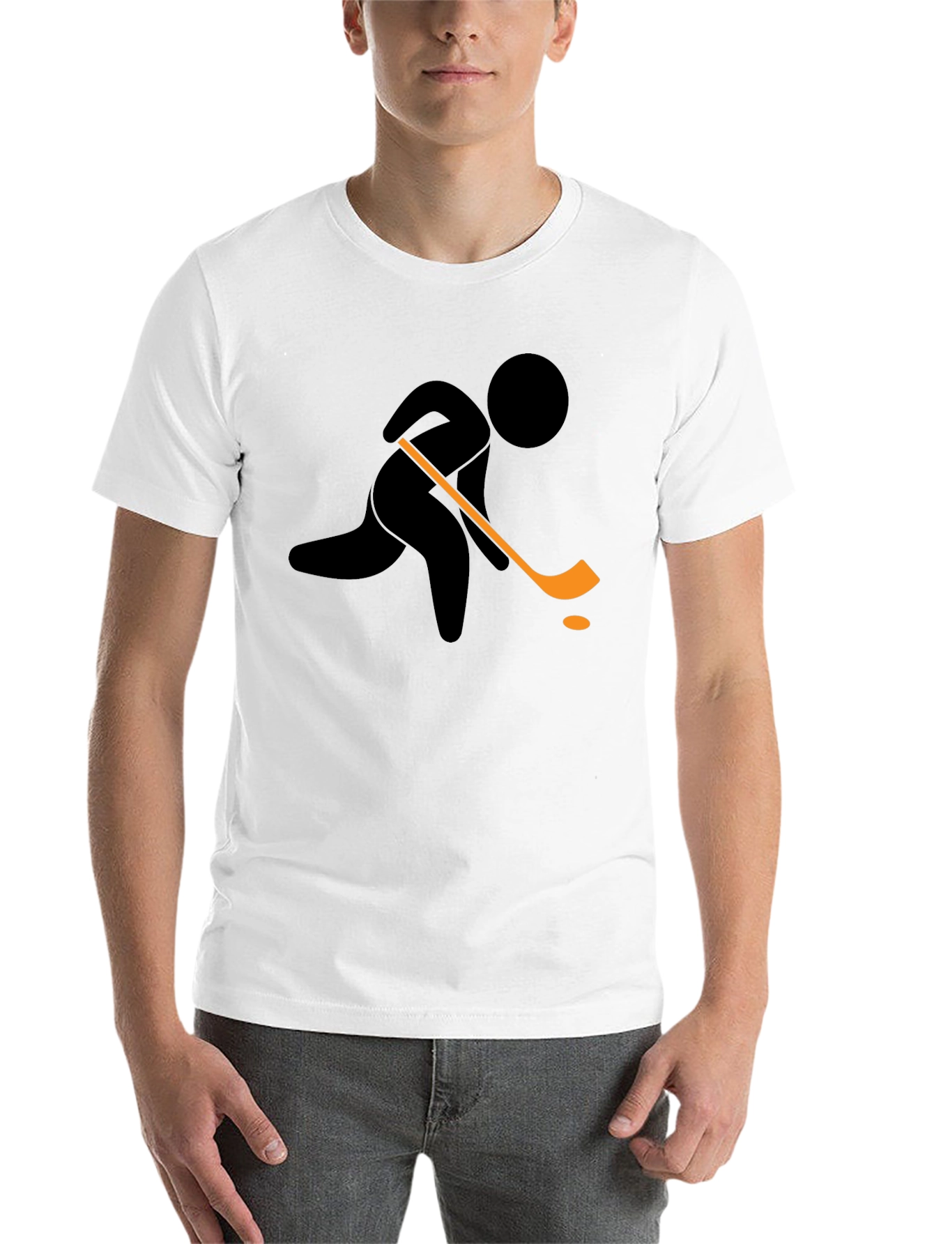 Black Hockey Player Graphic T-Shirt - Black Cotton Tee view 14