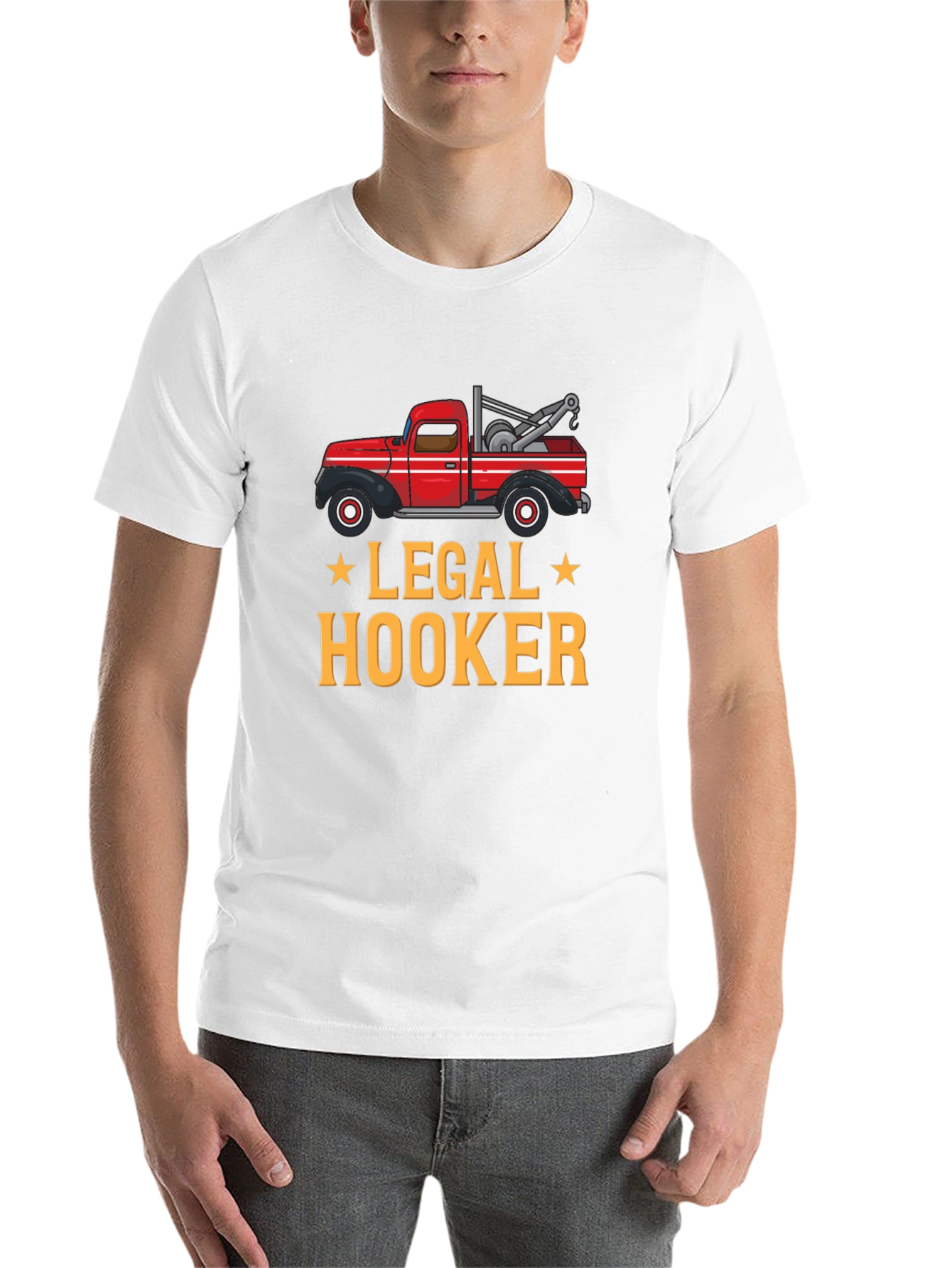 Black Legal Hooker Tow Truck Graphic T-Shirt view 14