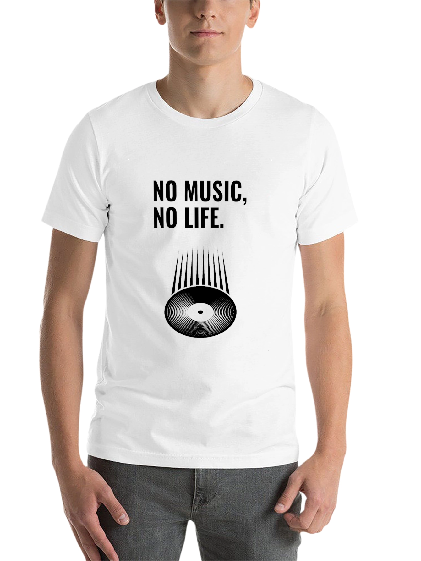 Black No Music, No Life Black T-Shirt view 14