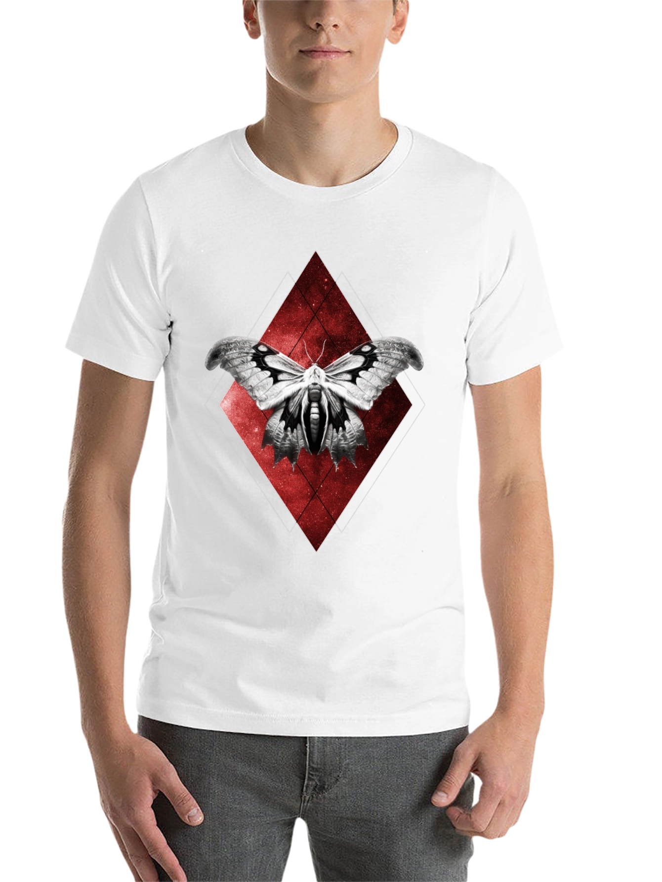 Black Moth Graphic Tee - Black Cotton Diamond Design view 14