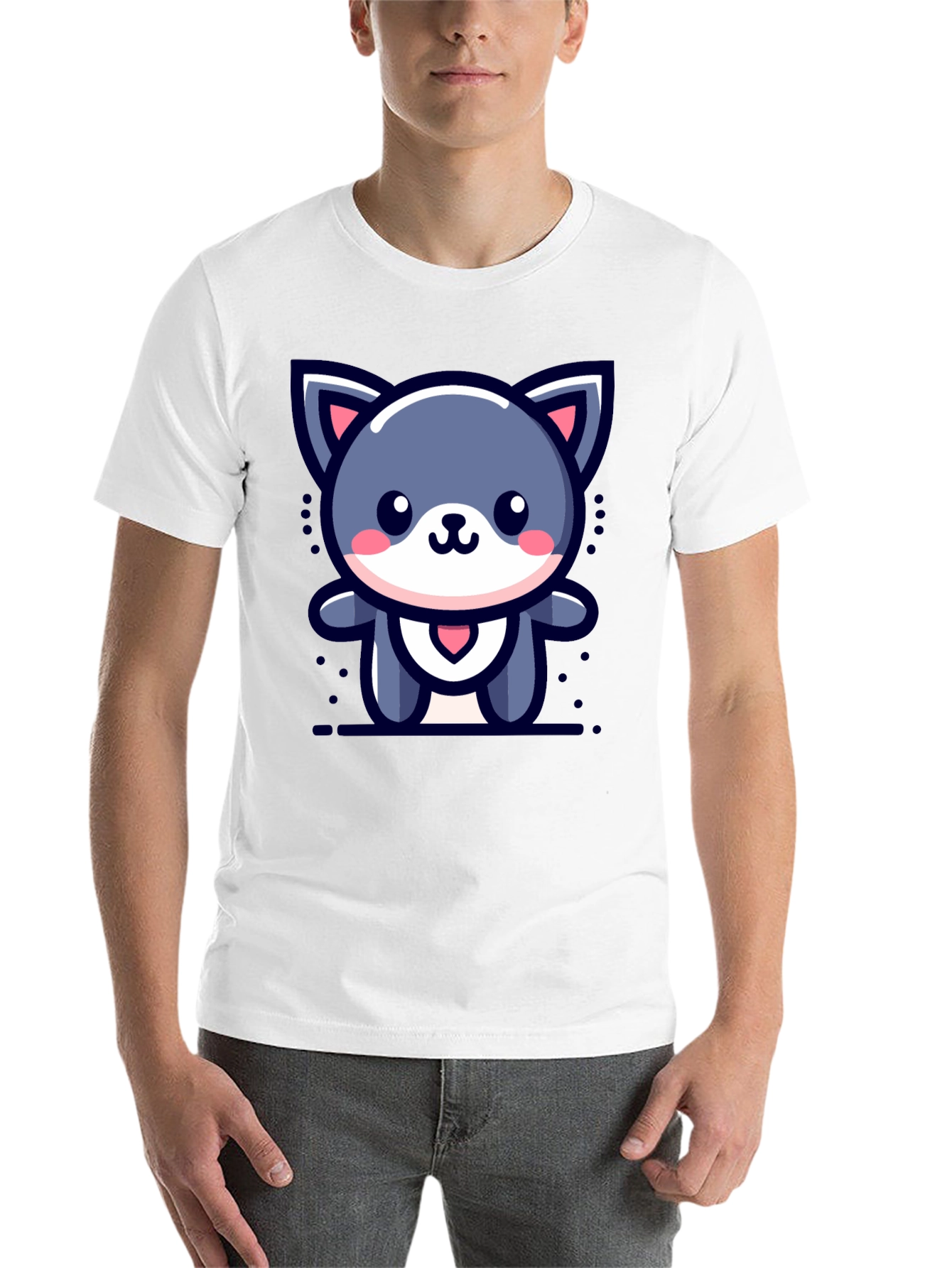 Black Cute Cartoon Cat Graphic T-Shirt view 14
