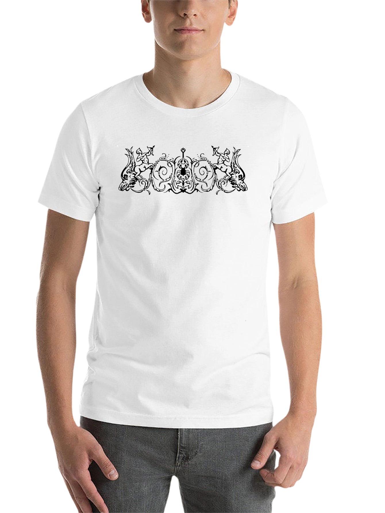Ornate Graphic Print Black T-Shirt - 14