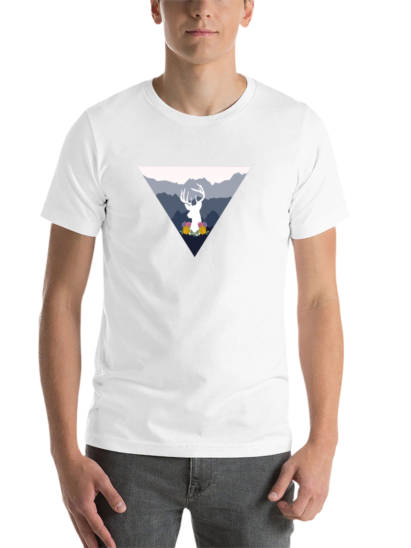 Black Deer Mountain Graphic Tee - Black Unisex T-Shirt view 14
