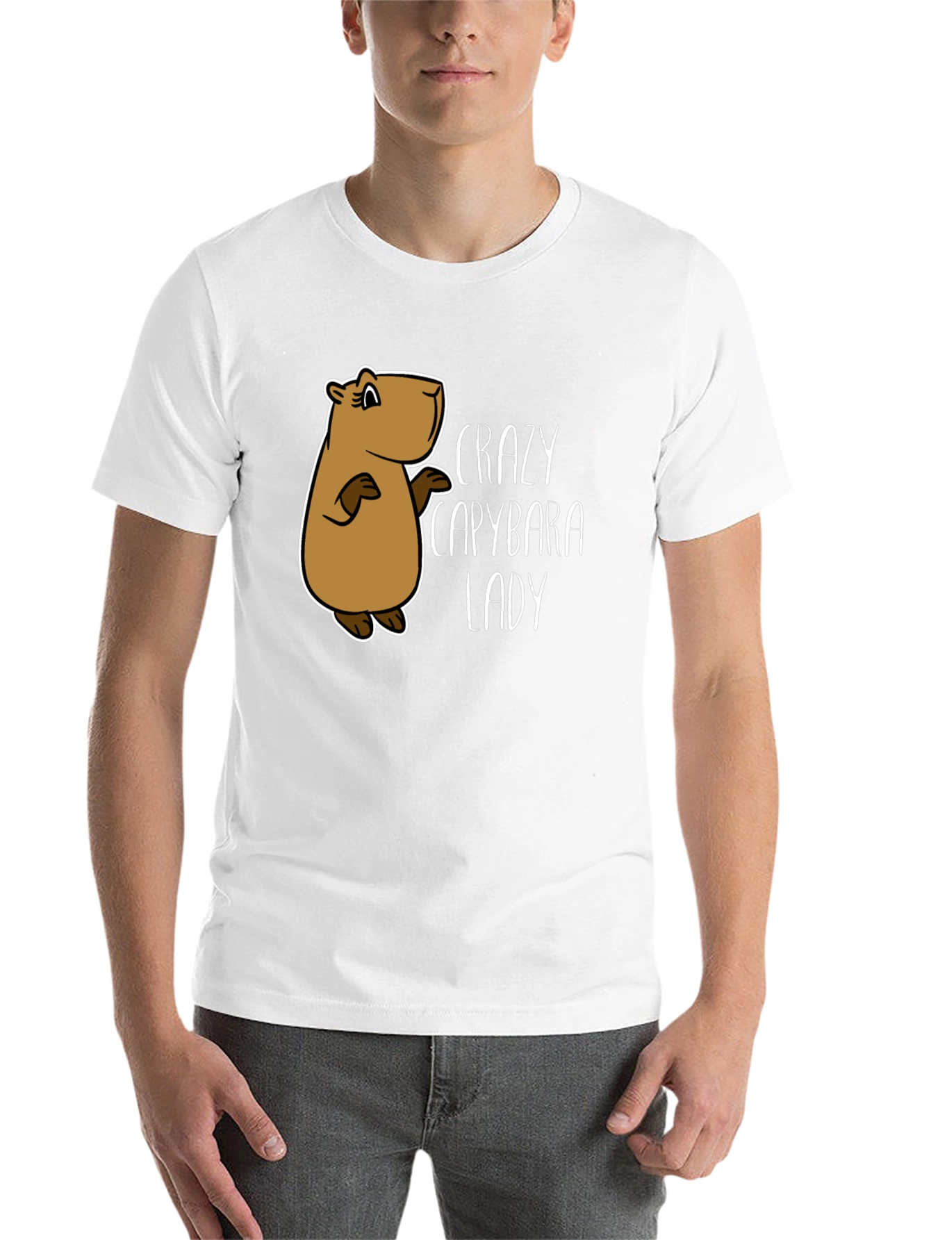 Black Crazy Capybara Lady T-Shirt - Fun Animal Lover Tee view 14
