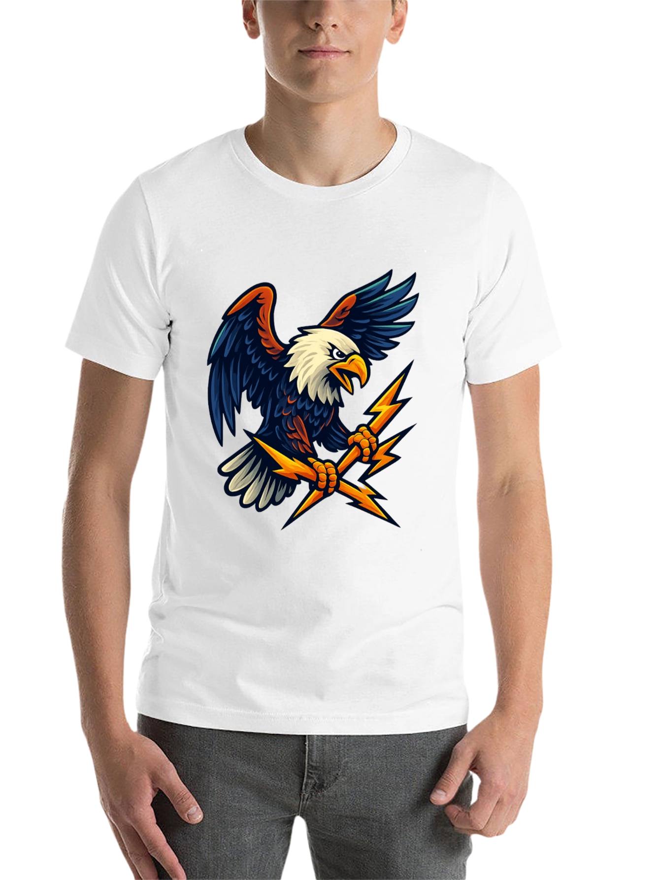 Black Eagle Lightning Bolt Graphic T-Shirt view 14