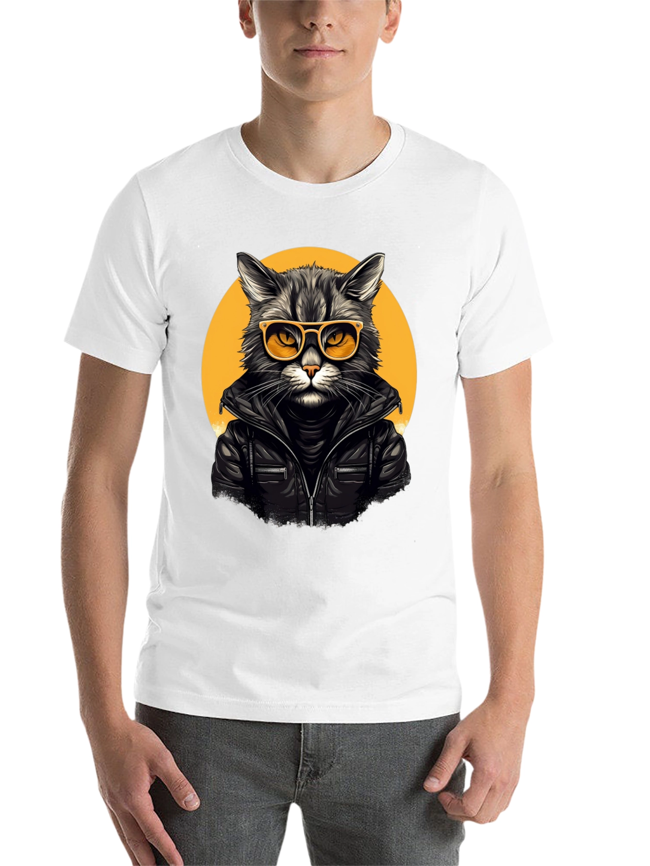 Black Cool Cat Biker T-Shirt view 14