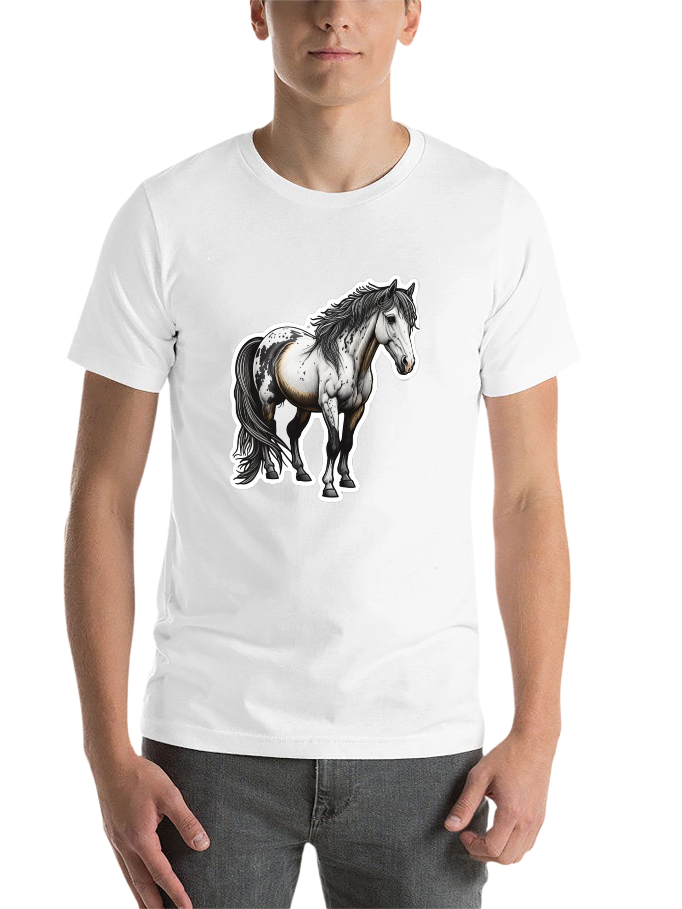 Horse Graphic Black Tee for Men - 14