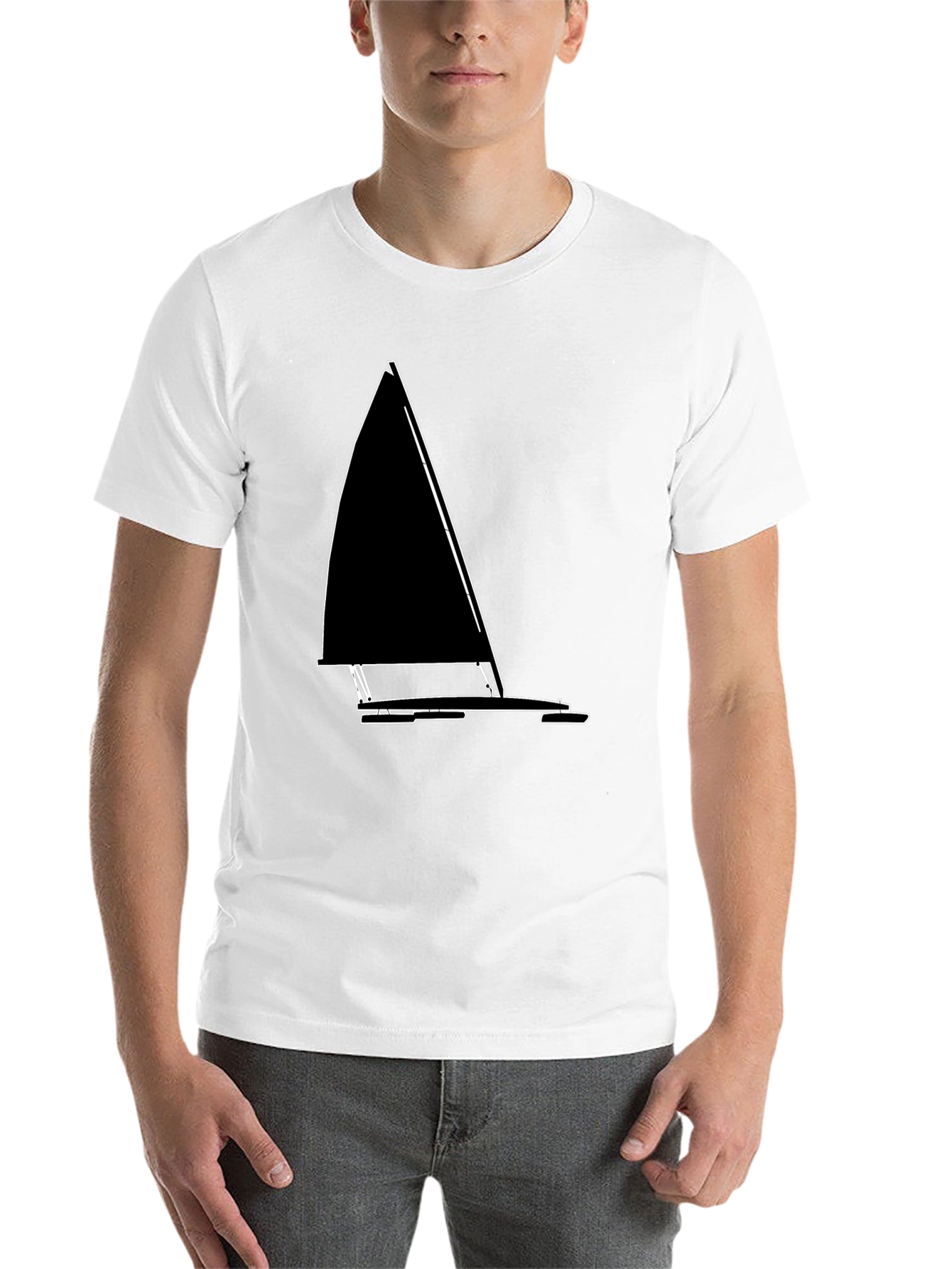 Black Sailboat Outline T-Shirt - Nautical Style view 14