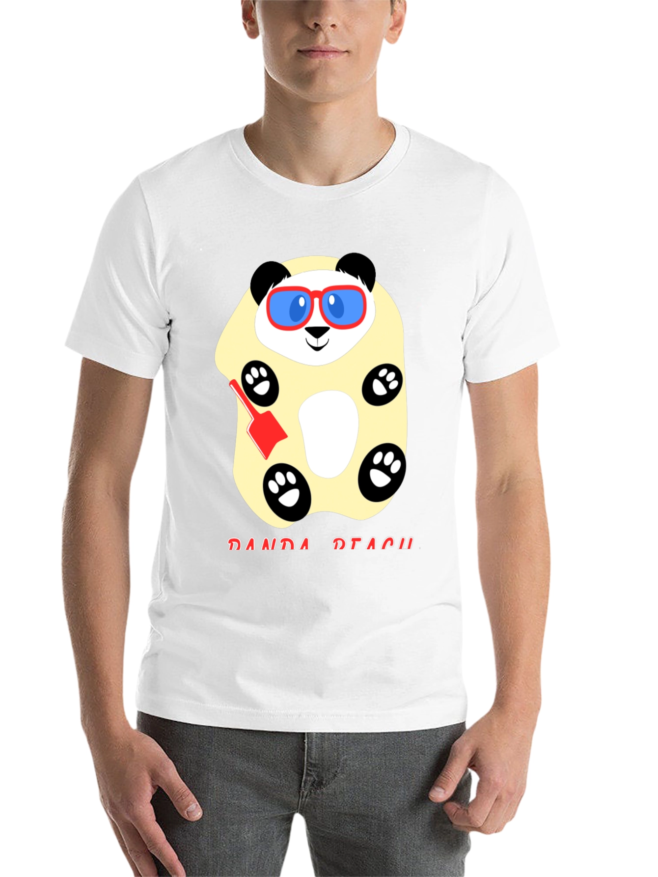 Black Cool Panda Beach T-Shirt - Black Cotton view 14