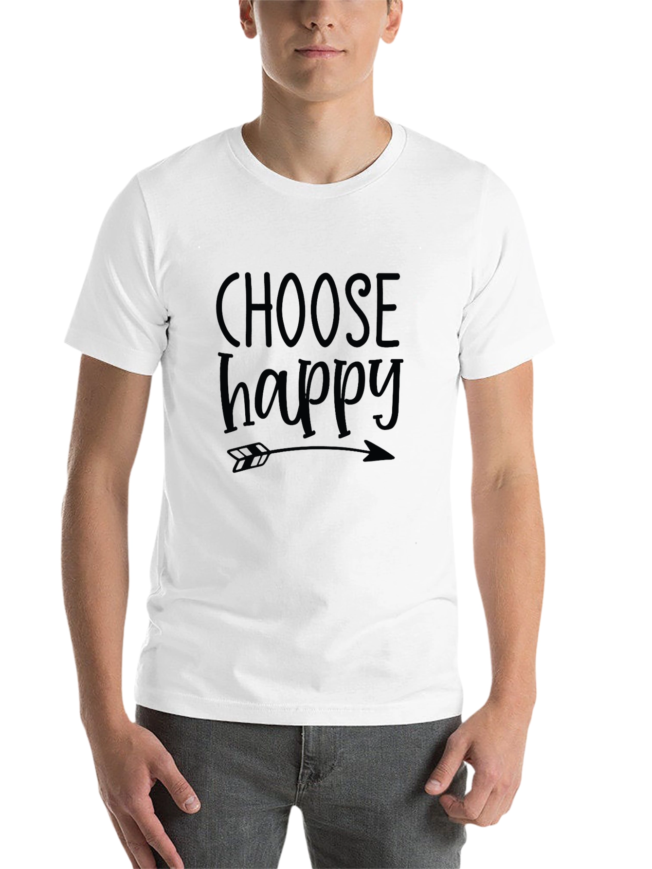 Black Choose Happy Graphic Tee - Black Cotton Blend Comfort view 14