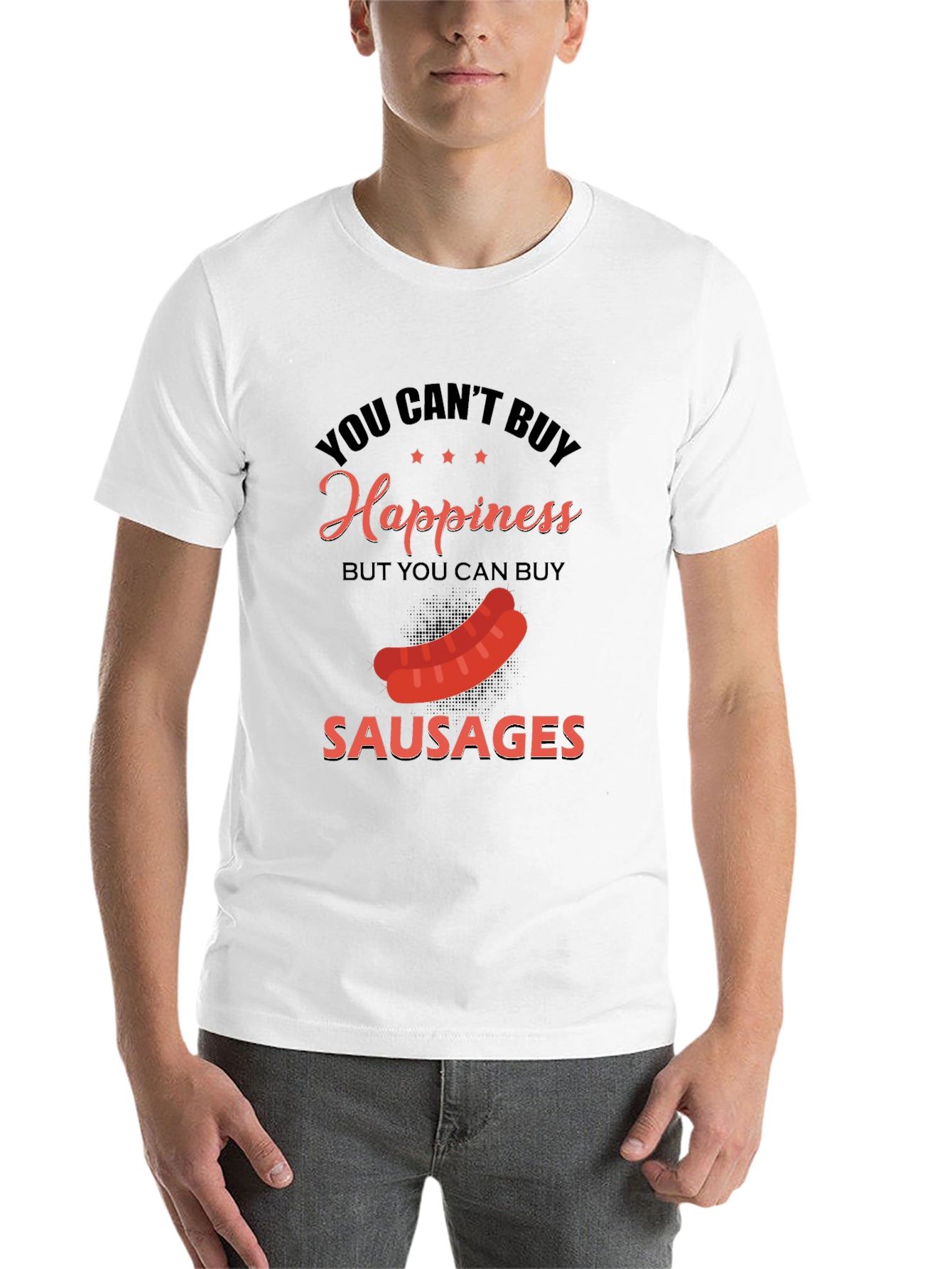 Black Funny Sausage T-Shirt: Buy Sausages, Buy Happiness! view 14