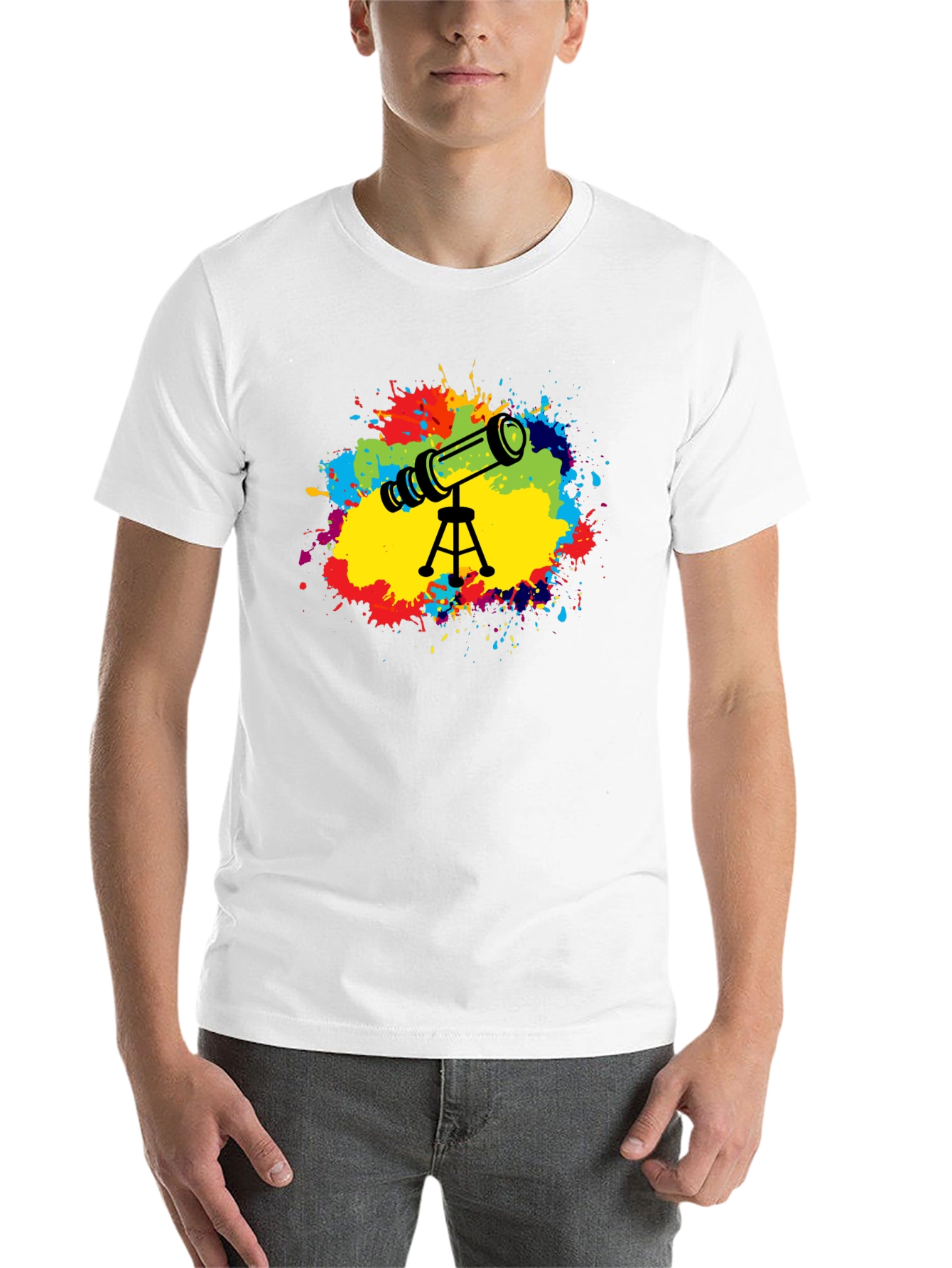 Black Telescope Splash Graphic T-Shirt - Astronomy Tee view 14