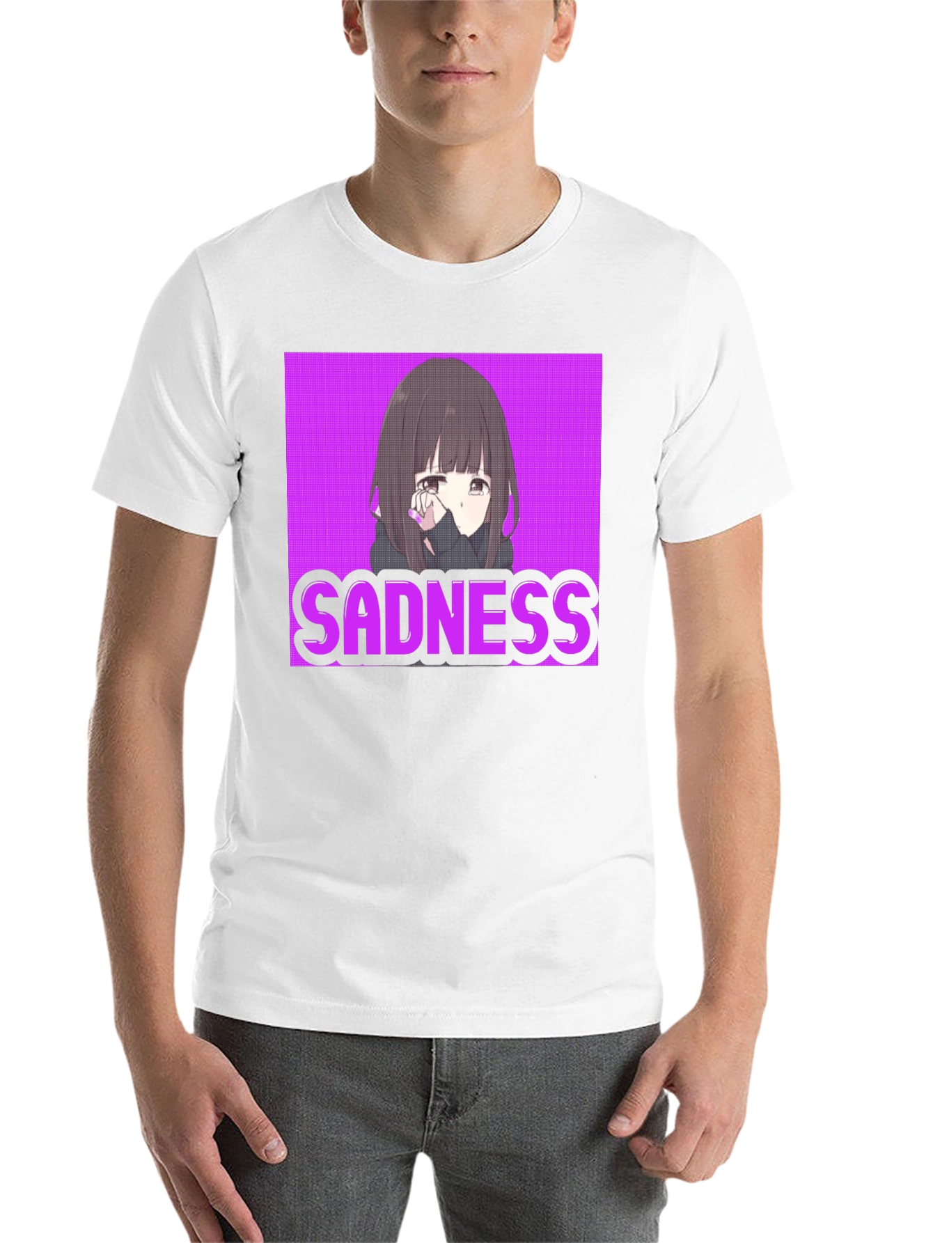 Black Sadness Anime Girl T-Shirt - Streetwear Graphic Tee view 14