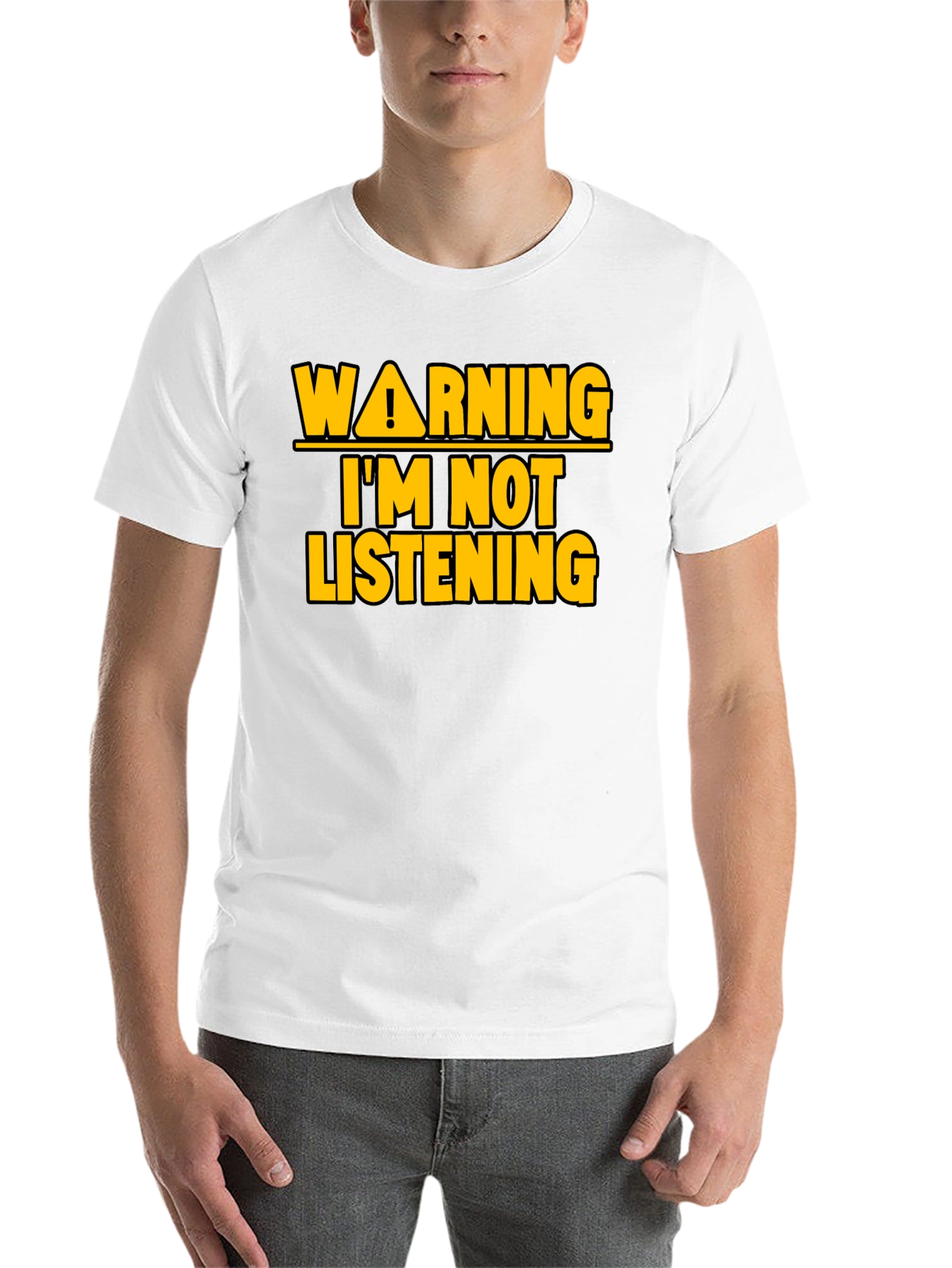 Black Warning I'm Not Listening T-Shirt view 14