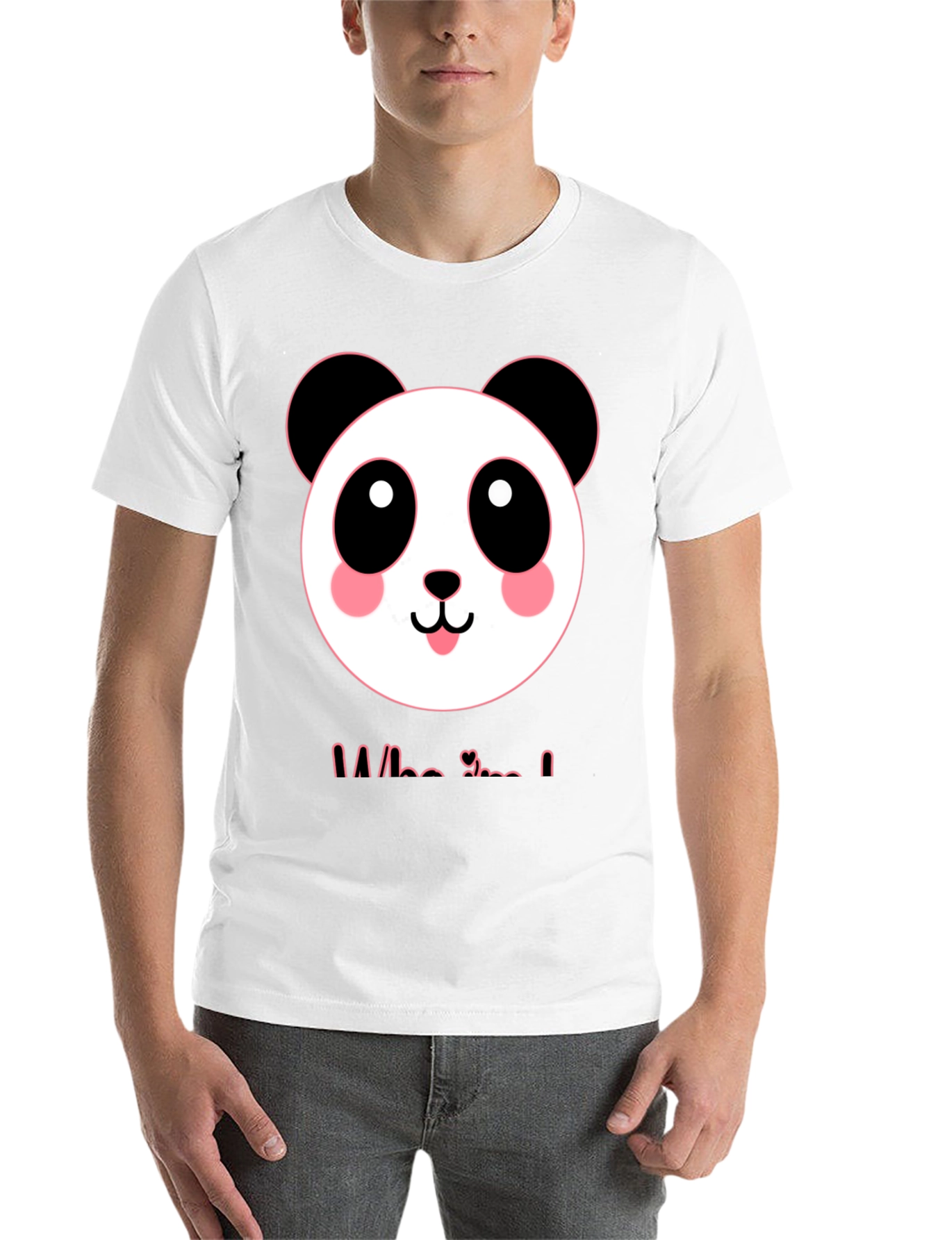 Black Cute Panda Graphic Tee - Men's Black T-Shirt view 14