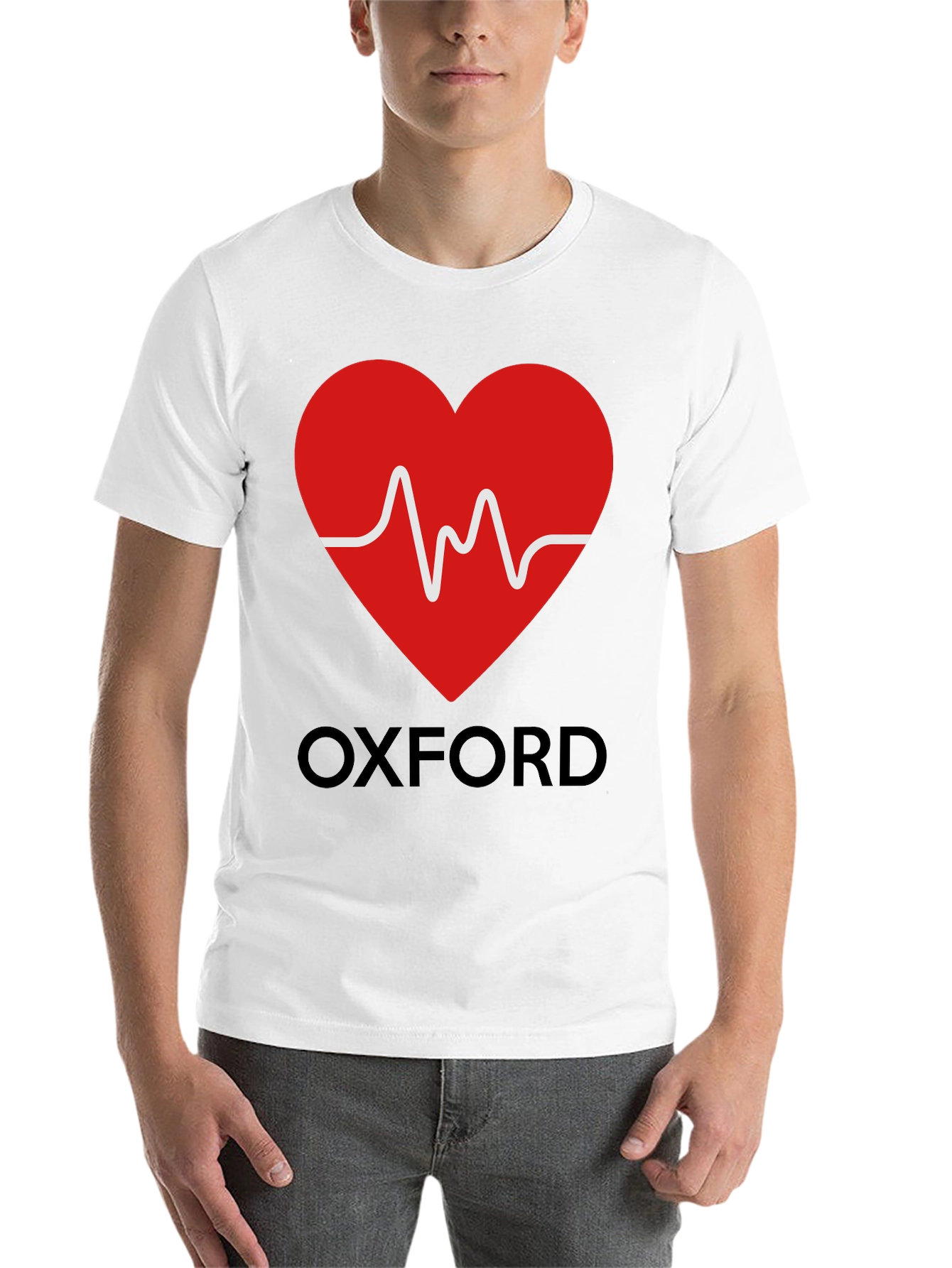 Black Oxford Heartbeat Graphic Tee - Soft Cotton Blend view 14