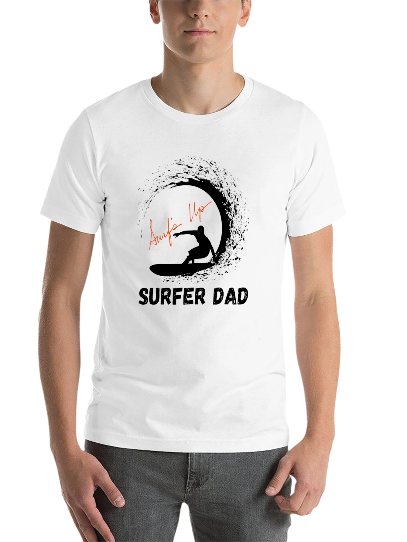 Black Surfer Dad Graphic Tee - Black Casual T-Shirt view 14
