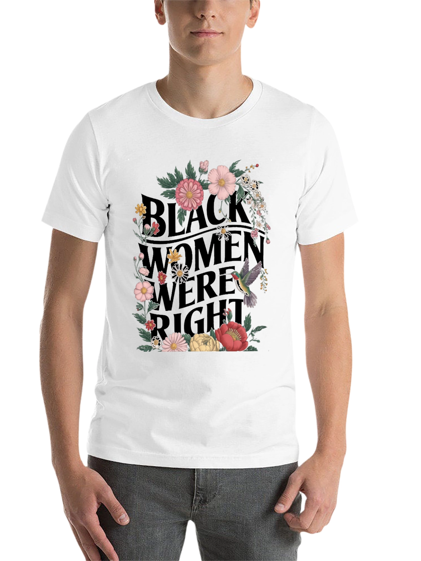 Black Black Women Were Right Floral Graphic Tee view 14