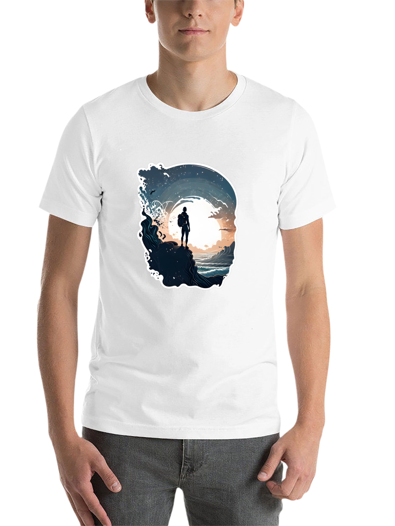 Black Ocean Adventure T-Shirt - Black, Artistic Print view 14
