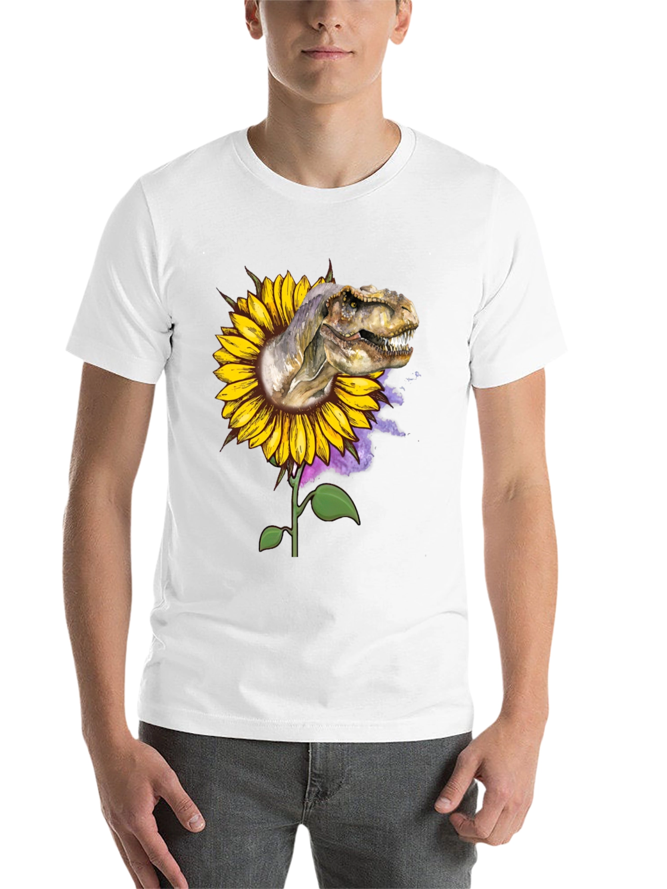 Black Dinosaur Sunflower Graphic Tee view 14