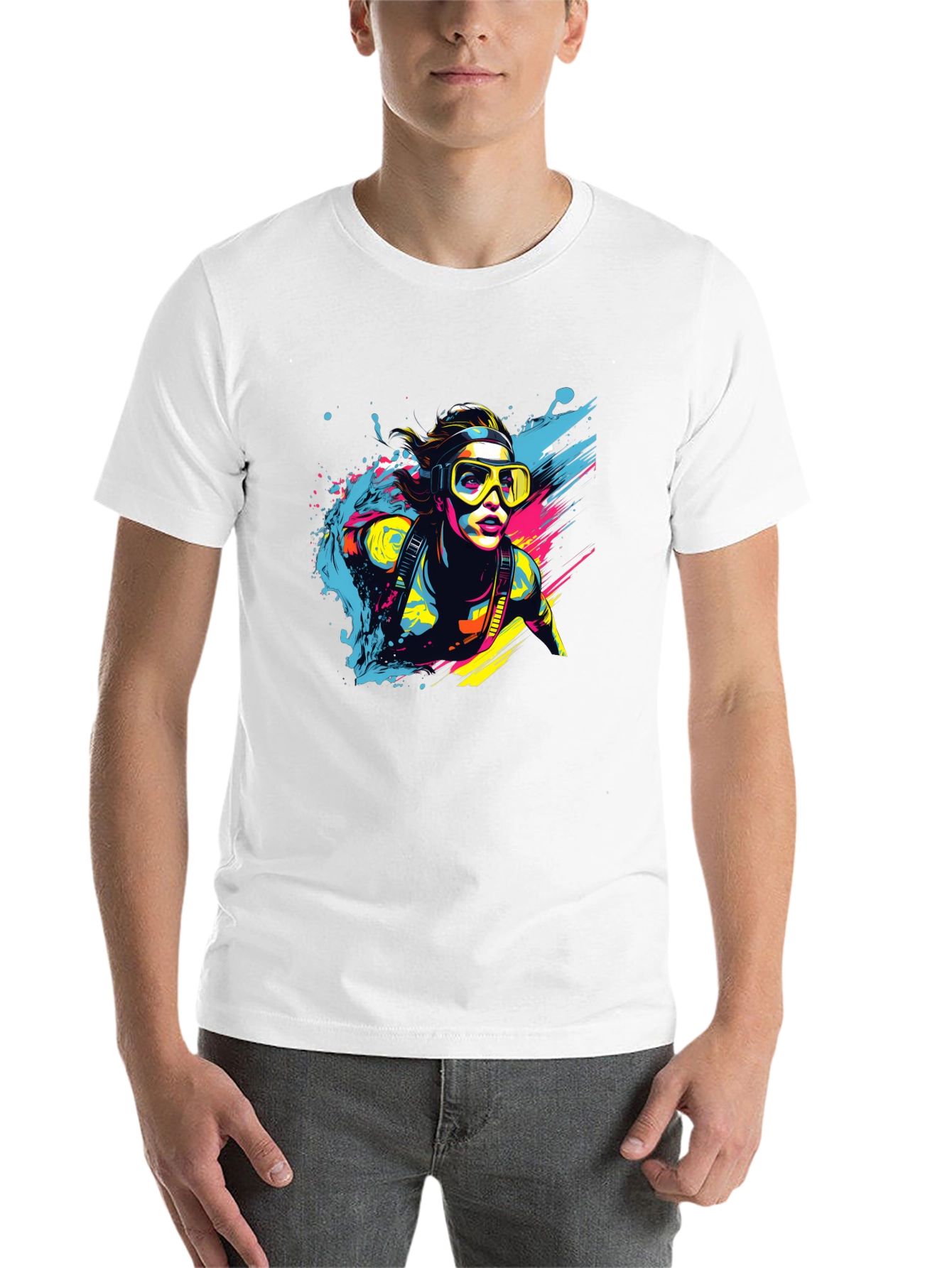 Black Diver Splash T-Shirt - Cool Graphic Tee view 14